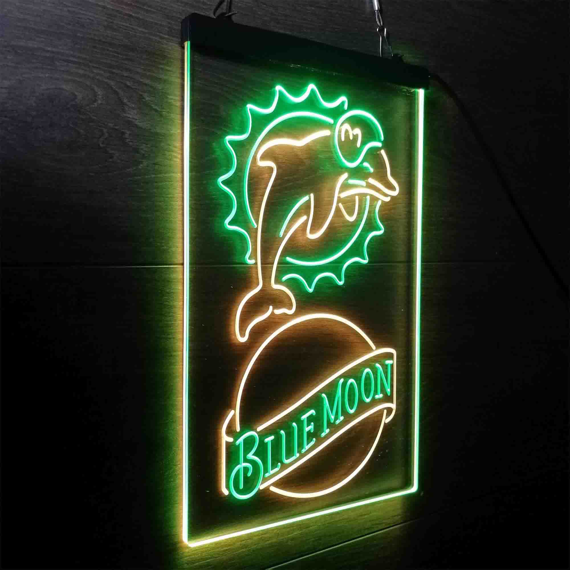 Blue Moon Bar Miami Dolphins Est. 1966 LED Neon Sign