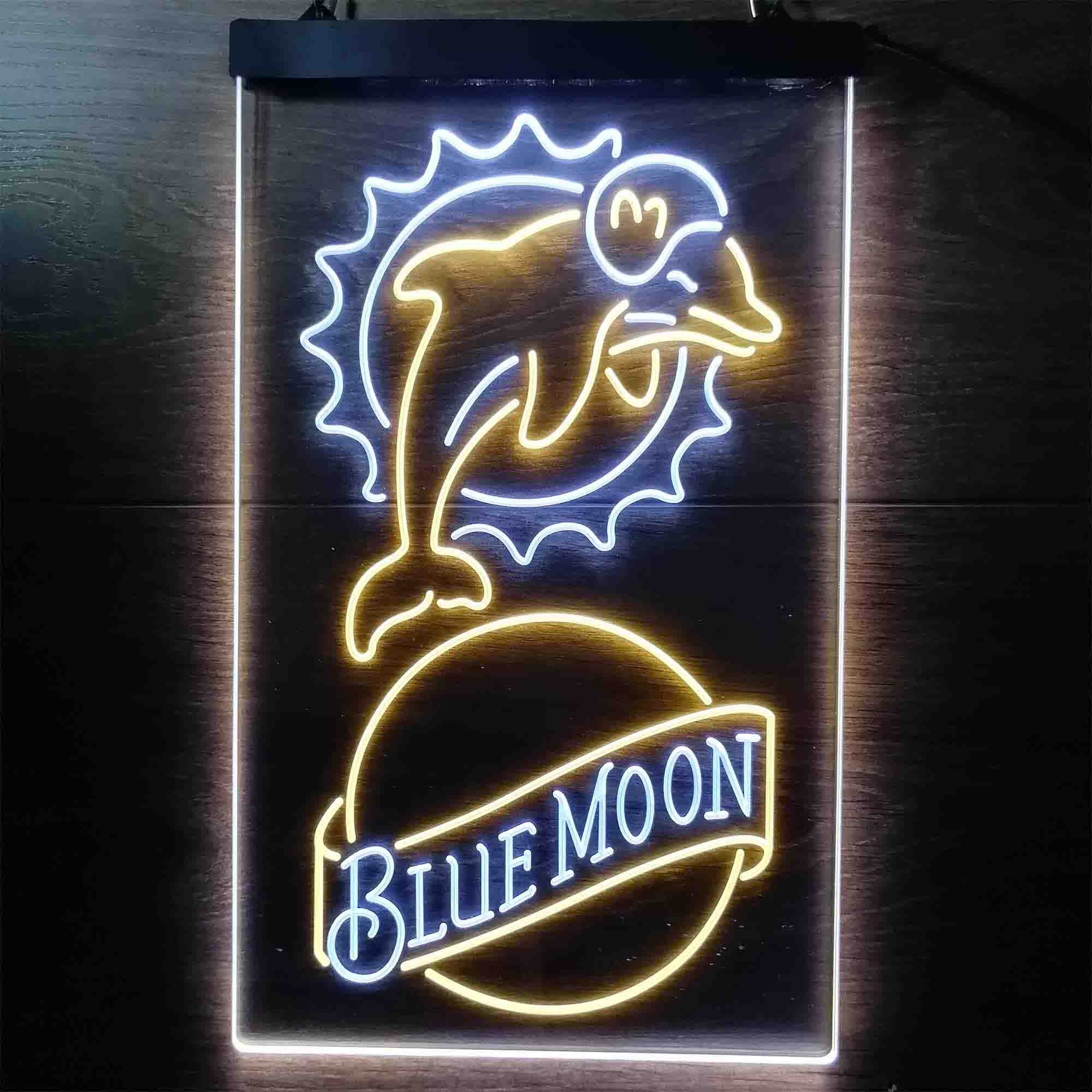 Blue Moon Bar Miami Dolphins Est. 1966 LED Neon Sign