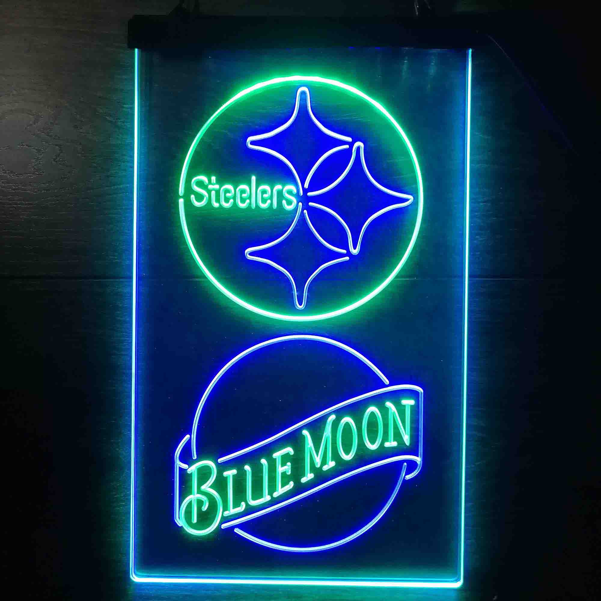Blue Moon Bar Pittsburgh Steelers Est. 1933 LED Neon Sign