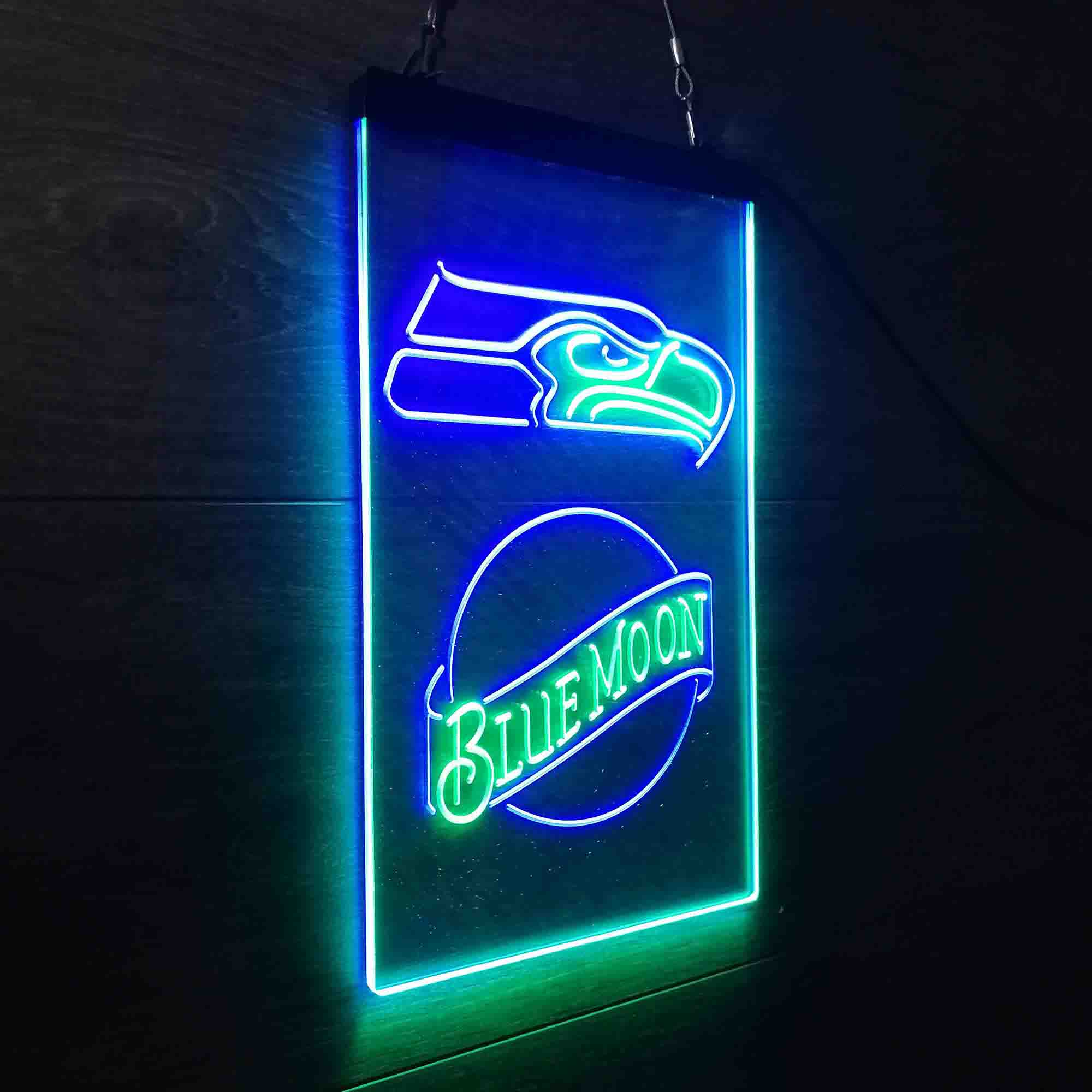 Blue Moon Bar Seattle Seahawks Est. 1976 LED Neon Sign
