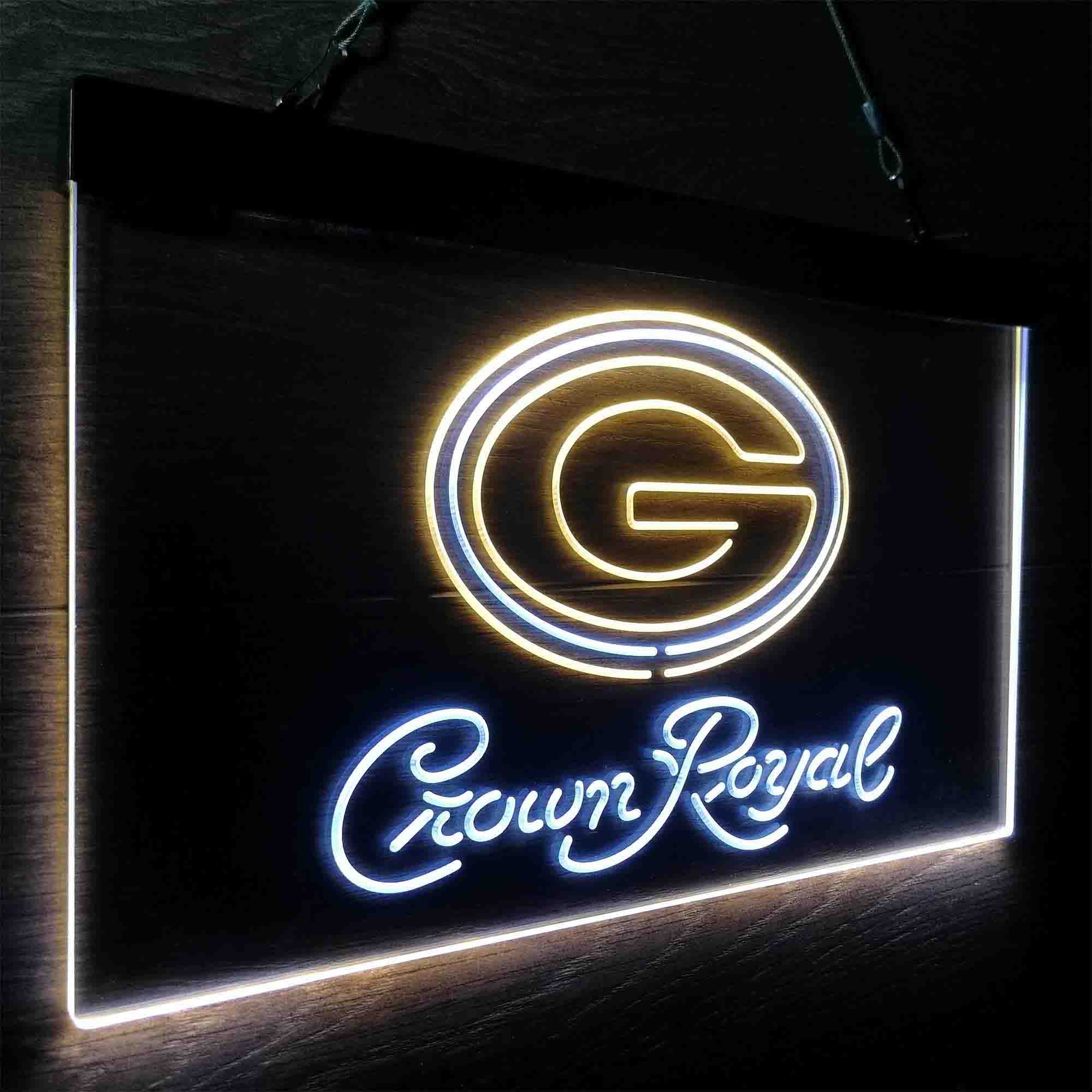 Crown Royal Bar Green Bay Packers Est. 1919 LED Neon Sign