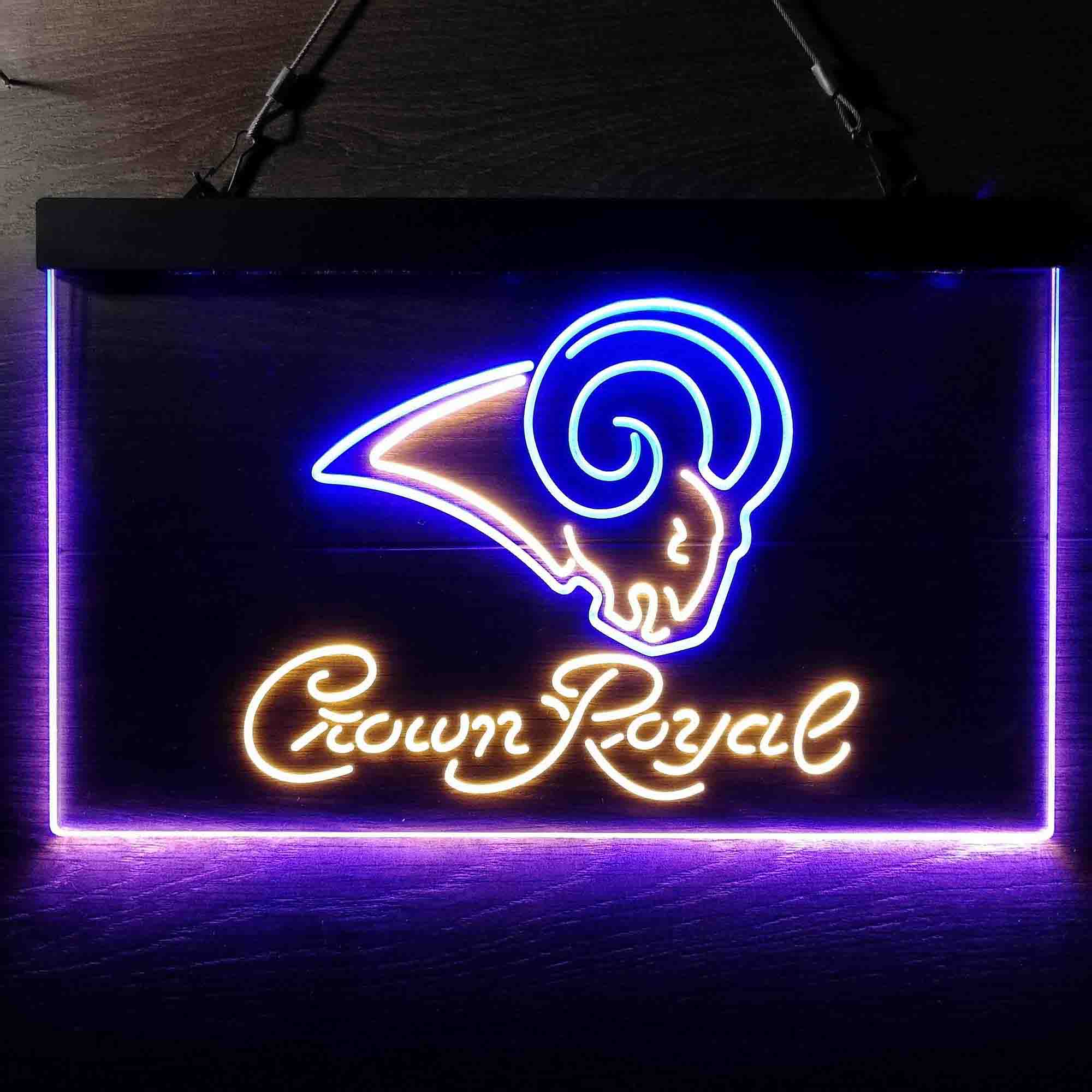 Crown Royal Bar Los Angeles Rams Est. 1937 LED Neon Sign