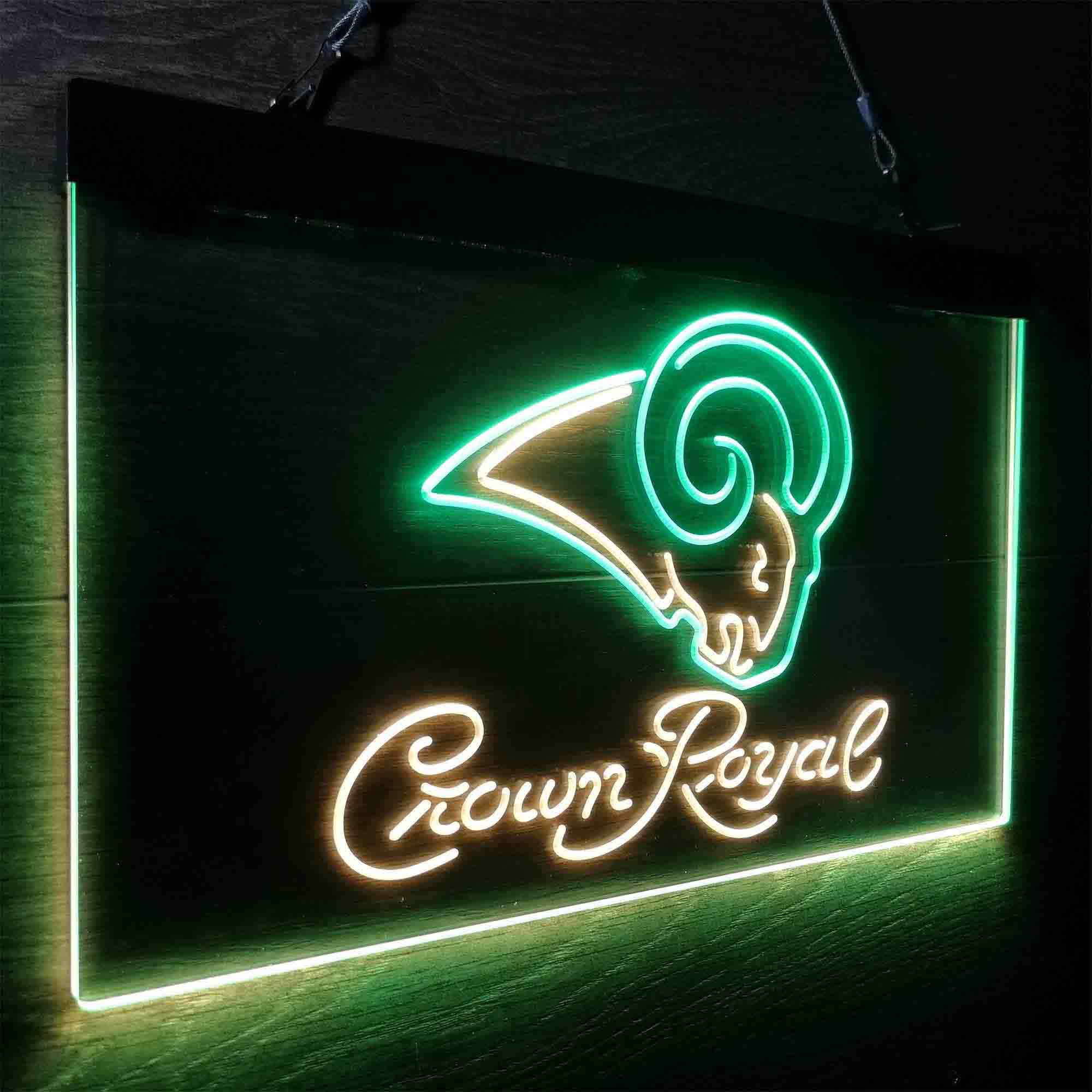 Crown Royal Bar Los Angeles Rams Est. 1937 LED Neon Sign