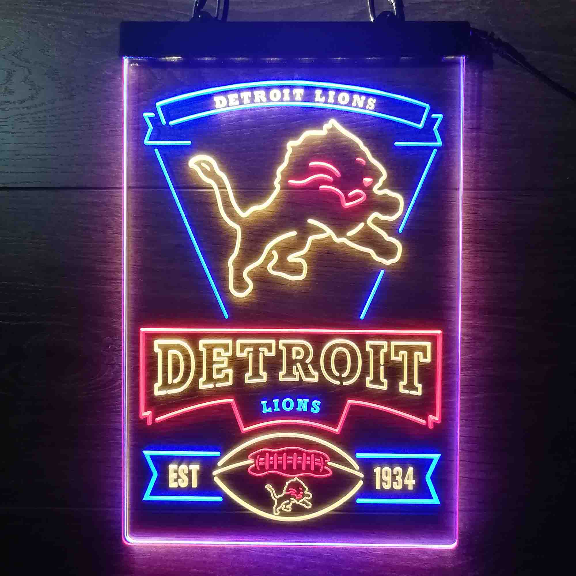 Detroit Lions Neon LED Sign 3 Colors
