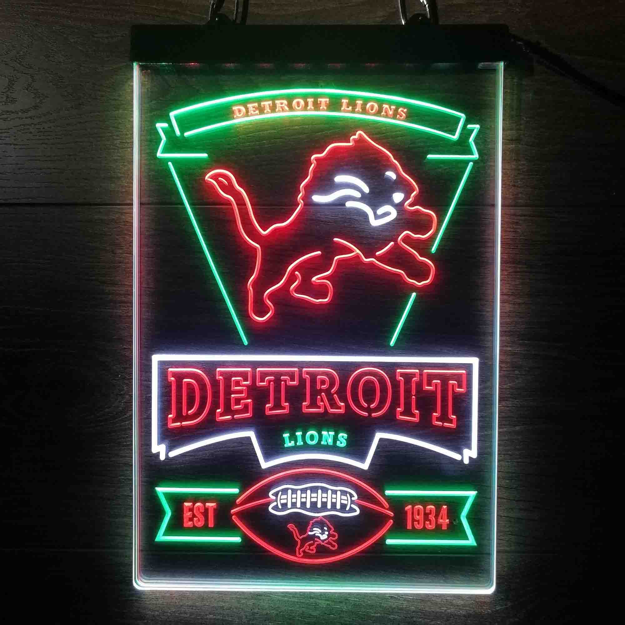 Detroit Lions Neon LED Sign 3 Colors