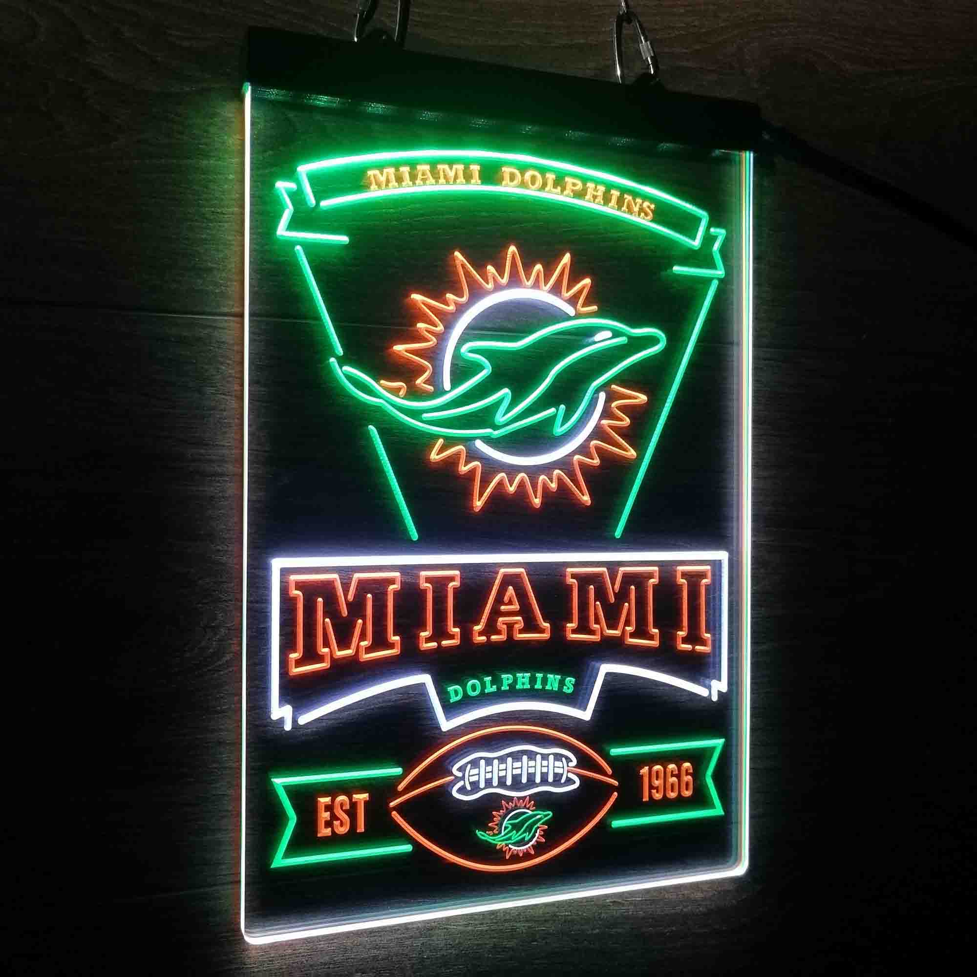 Miami Dolphins Est. 1966 Neon LED Sign 3 Colors