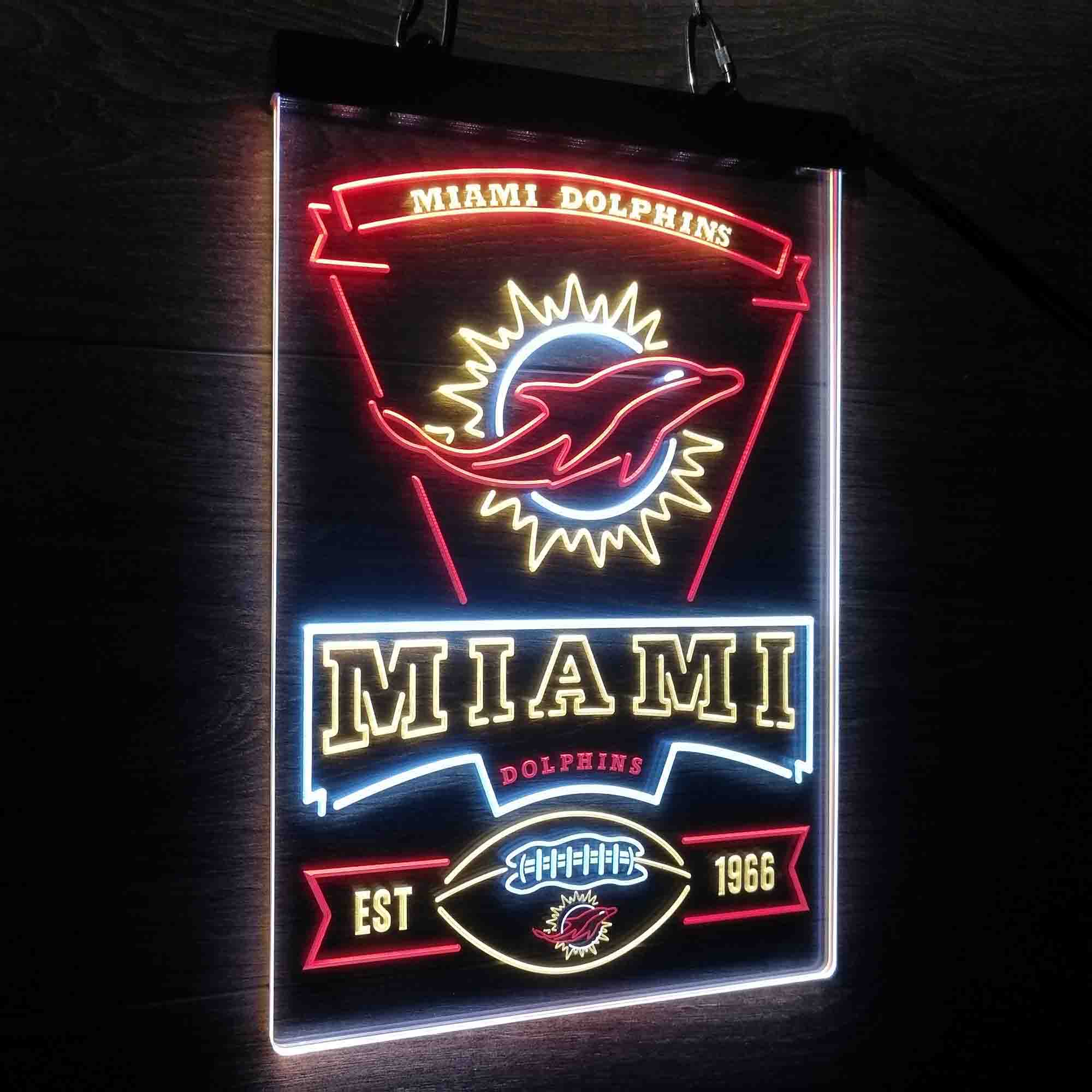Miami Dolphins Est. 1966 Neon LED Sign 3 Colors