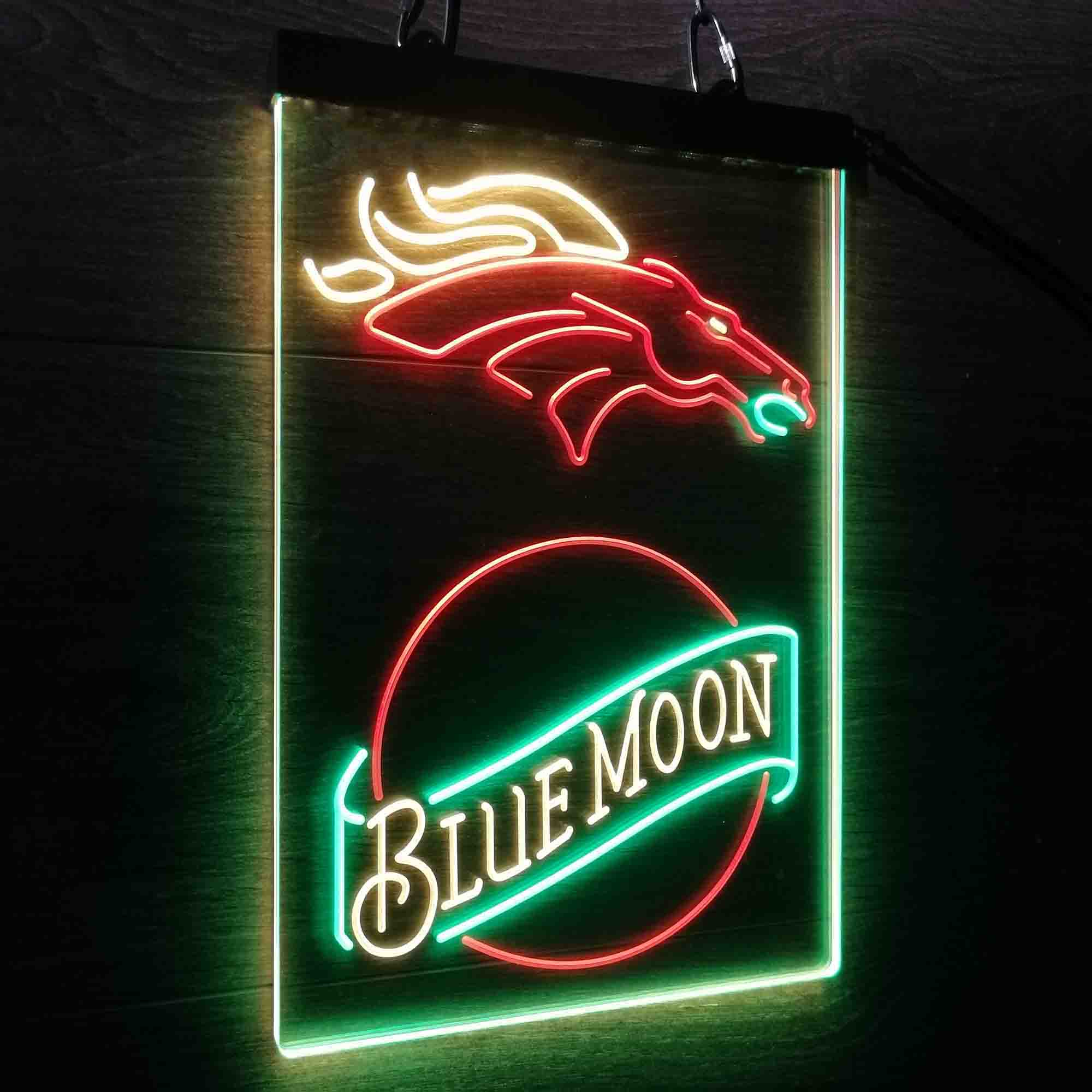 Blue Moon Bar Denver Broncos Est. 1960 Neon LED Sign 3 Colors