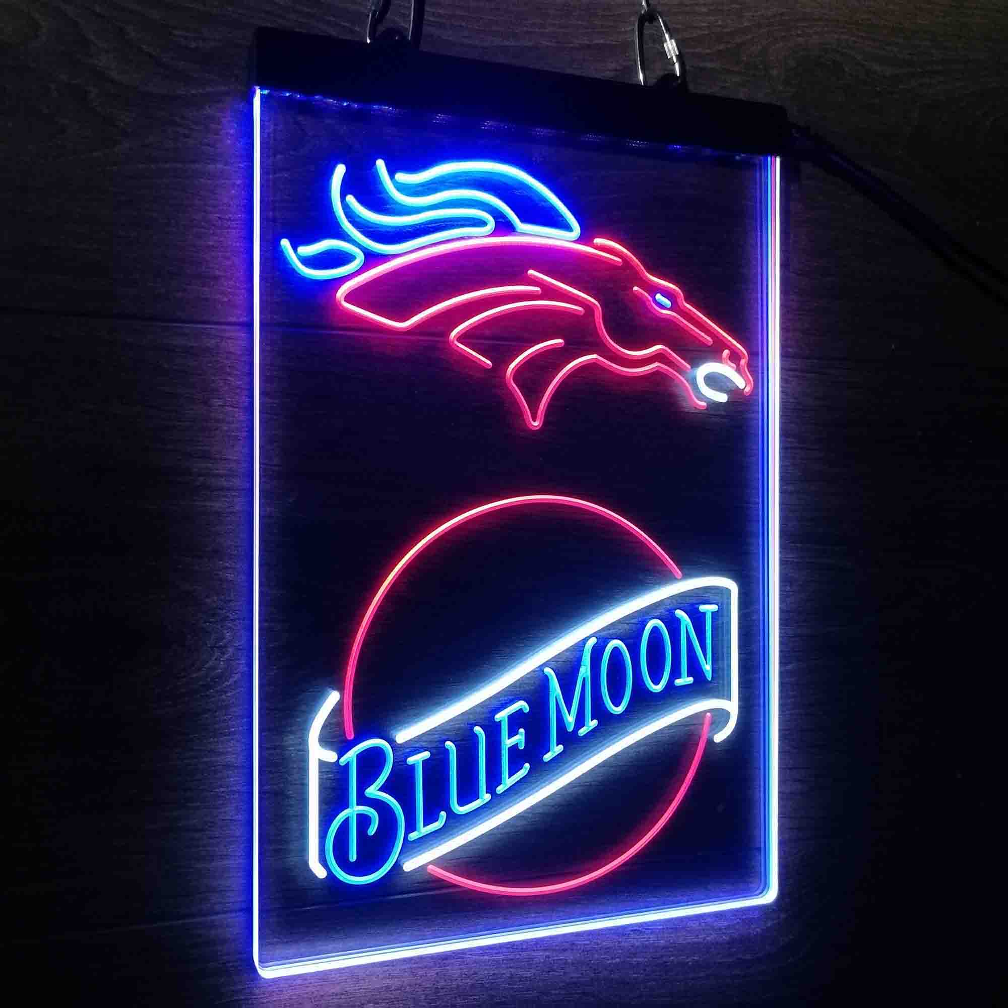 Blue Moon Bar Denver Broncos Est. 1960 Neon LED Sign 3 Colors