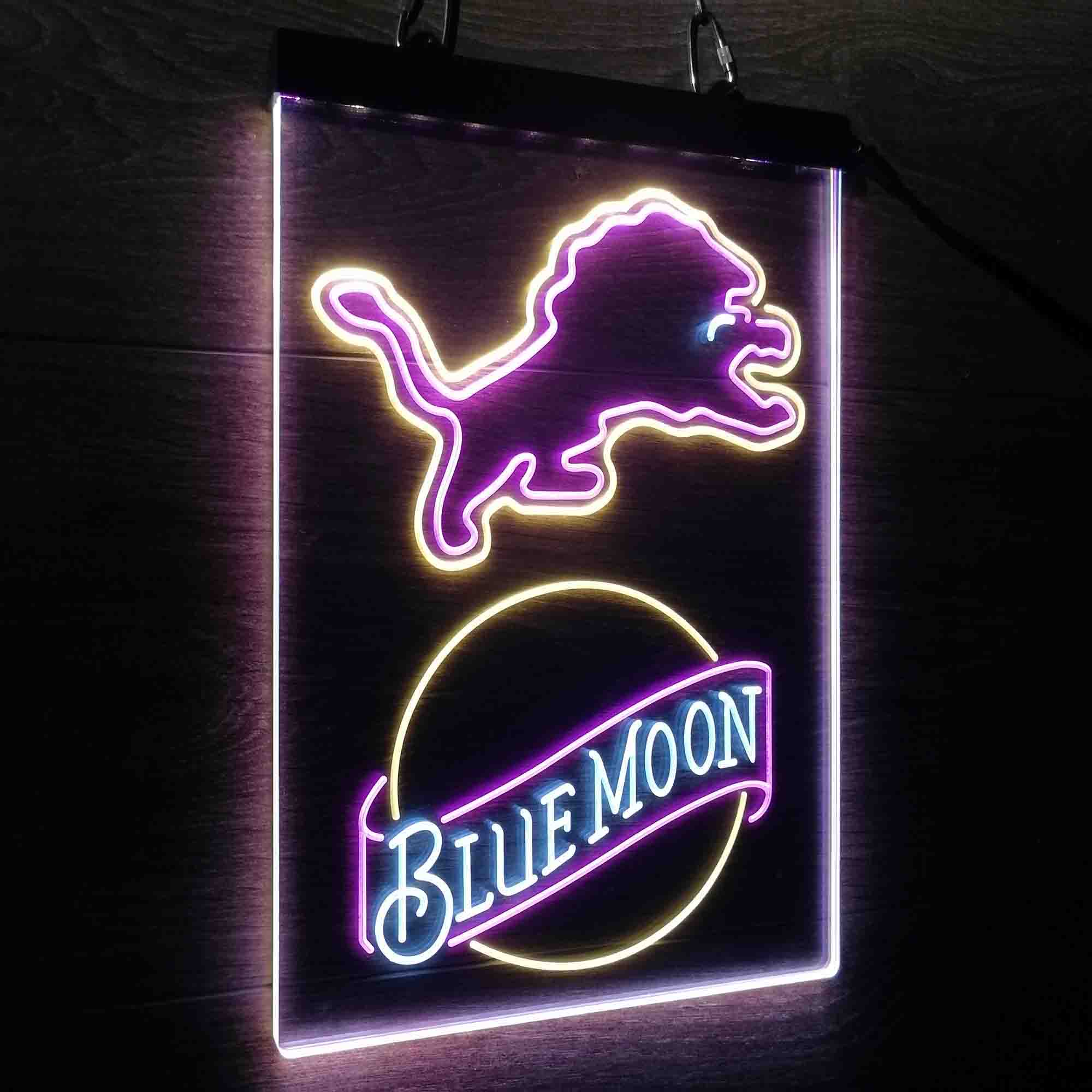 Blue Moon Bar Detroit Lions Est. 1934 Neon LED Sign 3 Colors