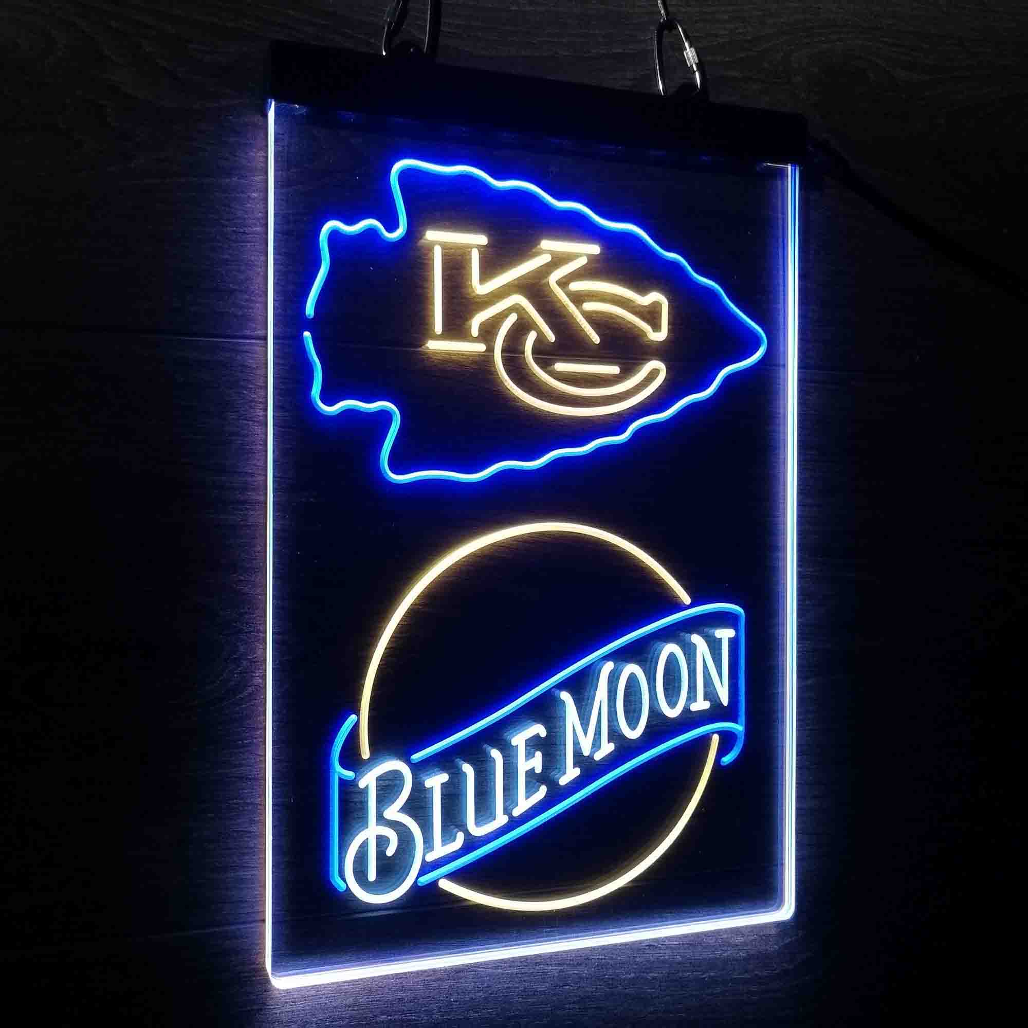 Blue Moon Bar Kansas City Chiefs Est. 1960 Neon LED Sign 3 Colors