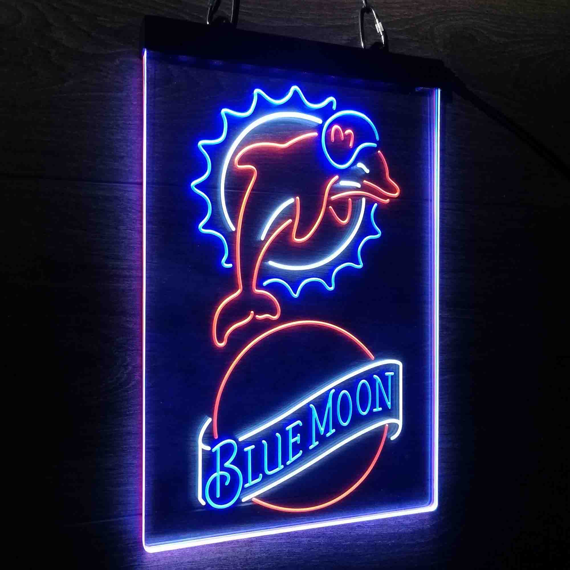 Blue Moon Bar Miami Dolphins Est. 1966 Neon LED Sign 3 Colors