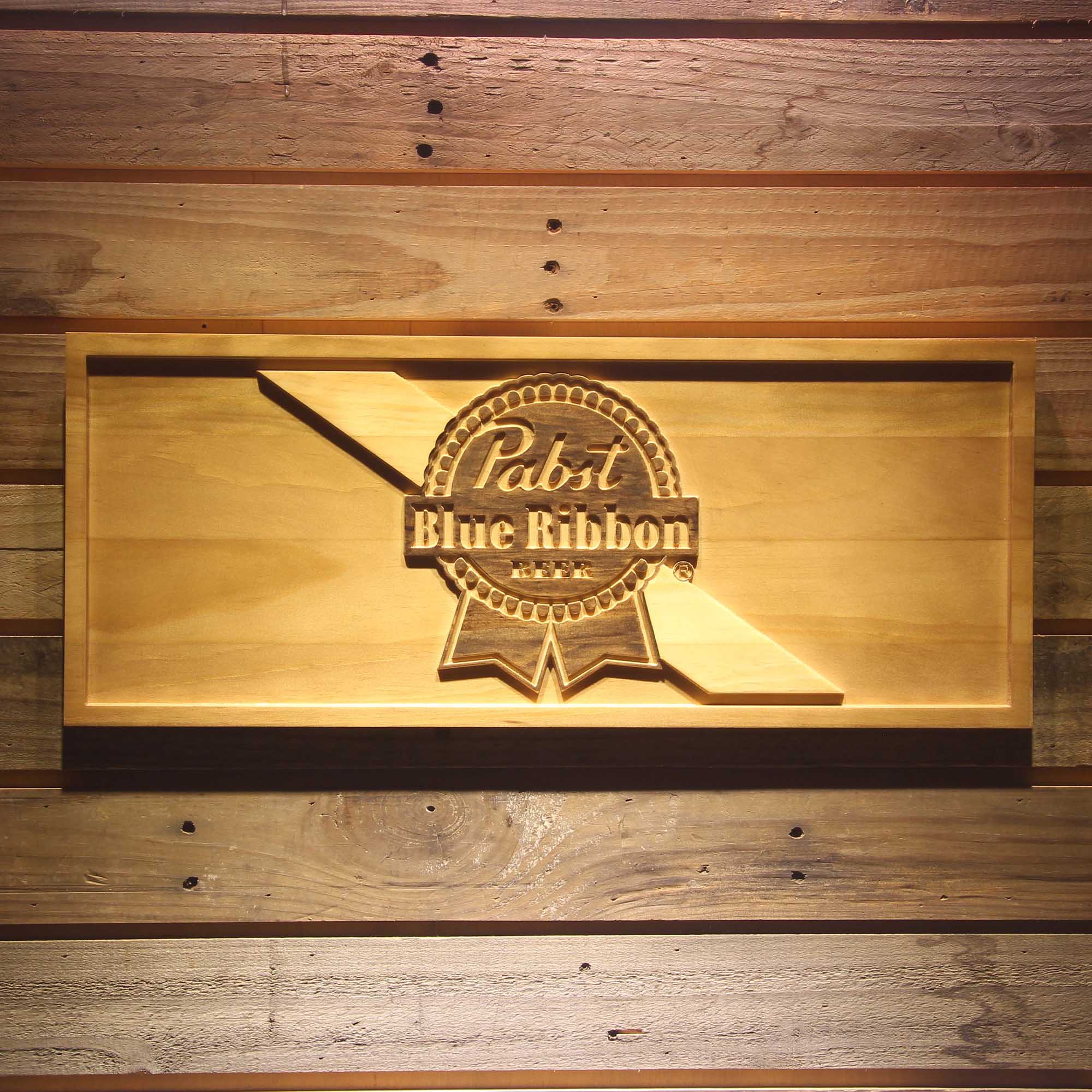 Pabst Beer 3D Wooden Engrave Sign