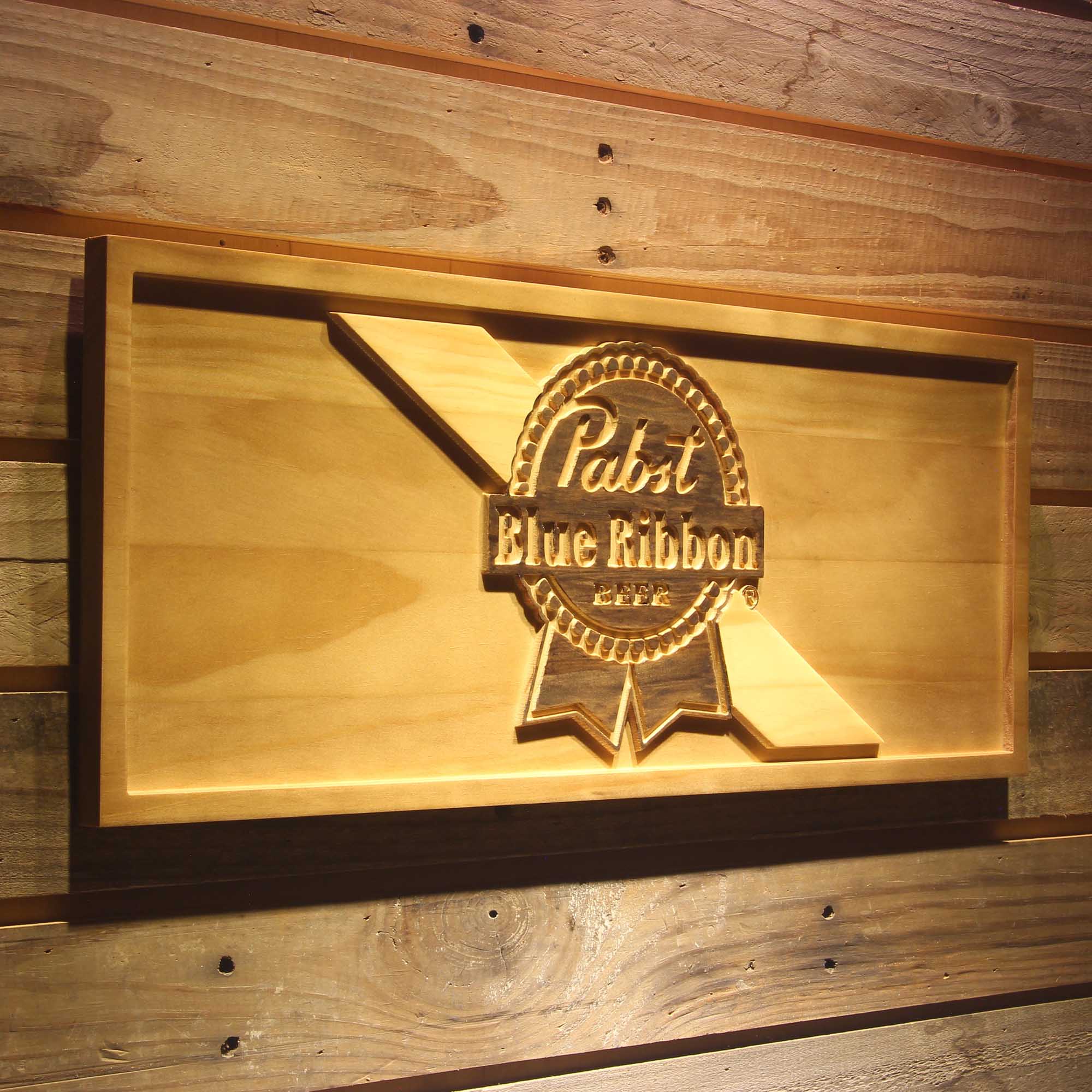 Pabst Beer 3D Wooden Engrave Sign