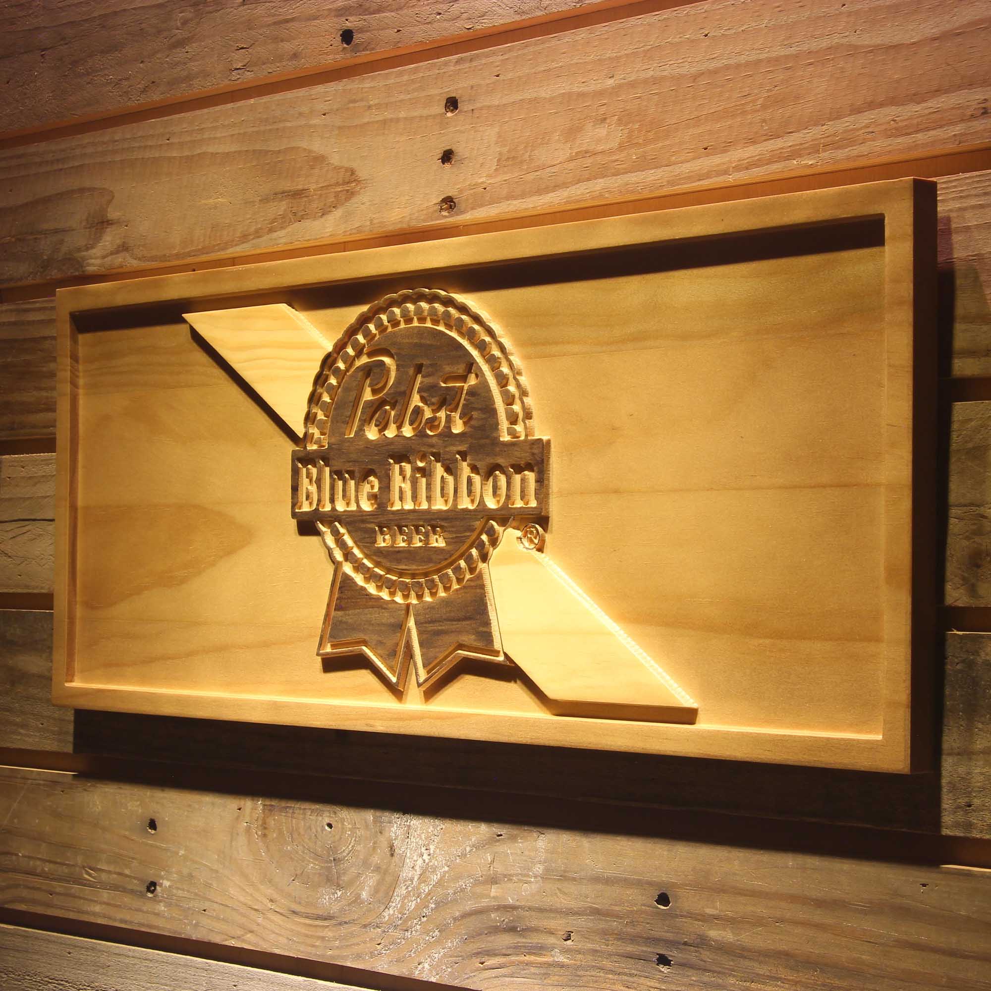 Pabst Beer 3D Wooden Engrave Sign