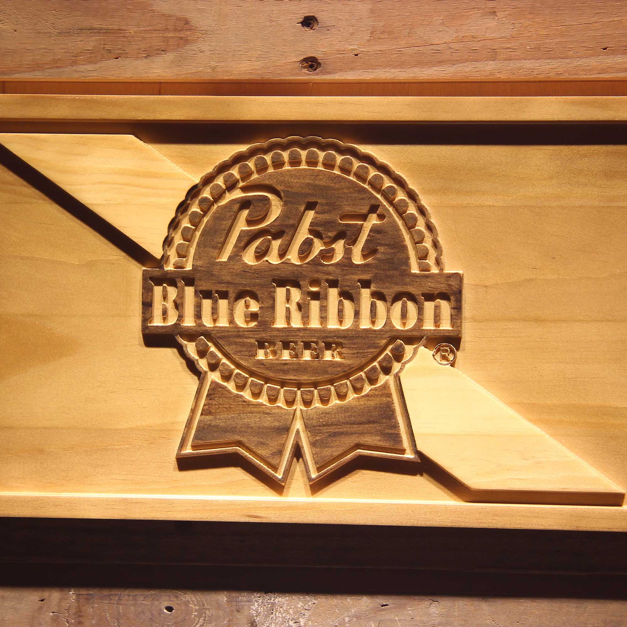 Pabst Beer 3D Wooden Engrave Sign