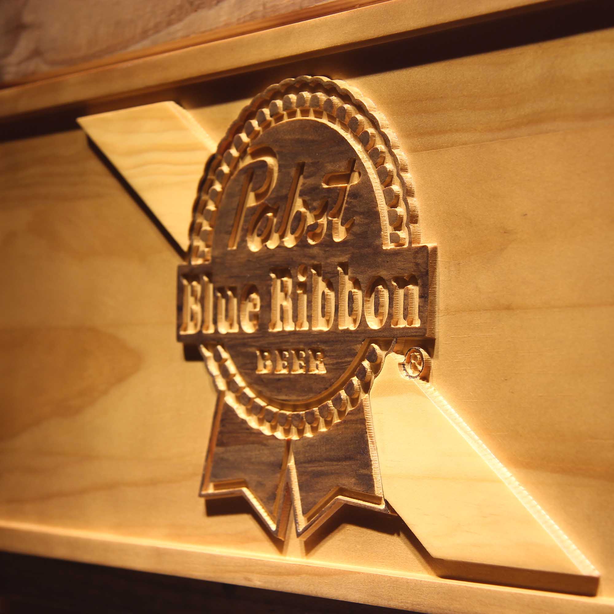 Pabst Beer 3D Wooden Engrave Sign