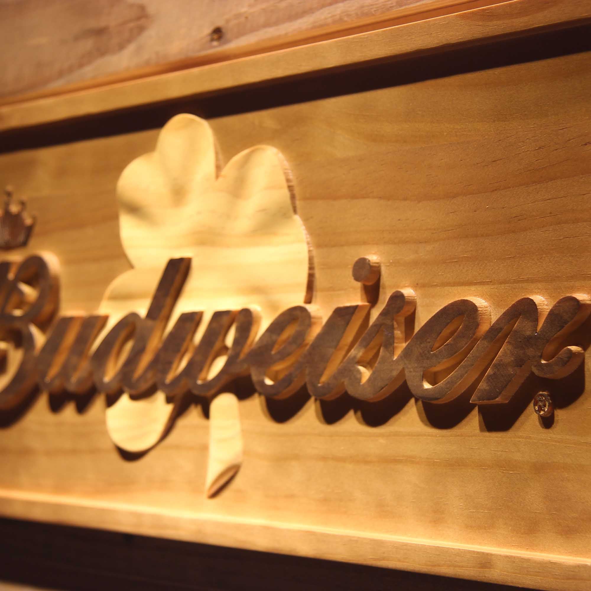 Budweiser Shamrock 3D Wooden Engrave Sign