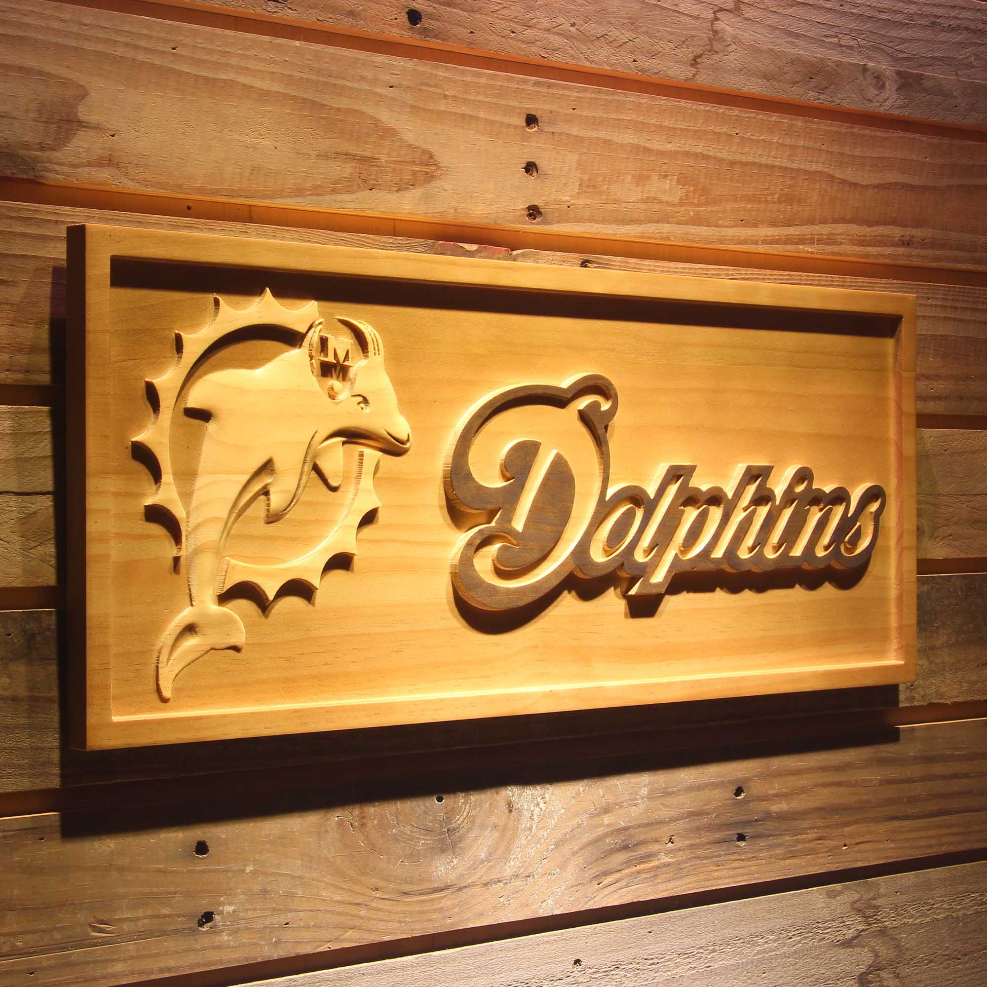 Miami Dolphins 3D Wooden Engrave Sign