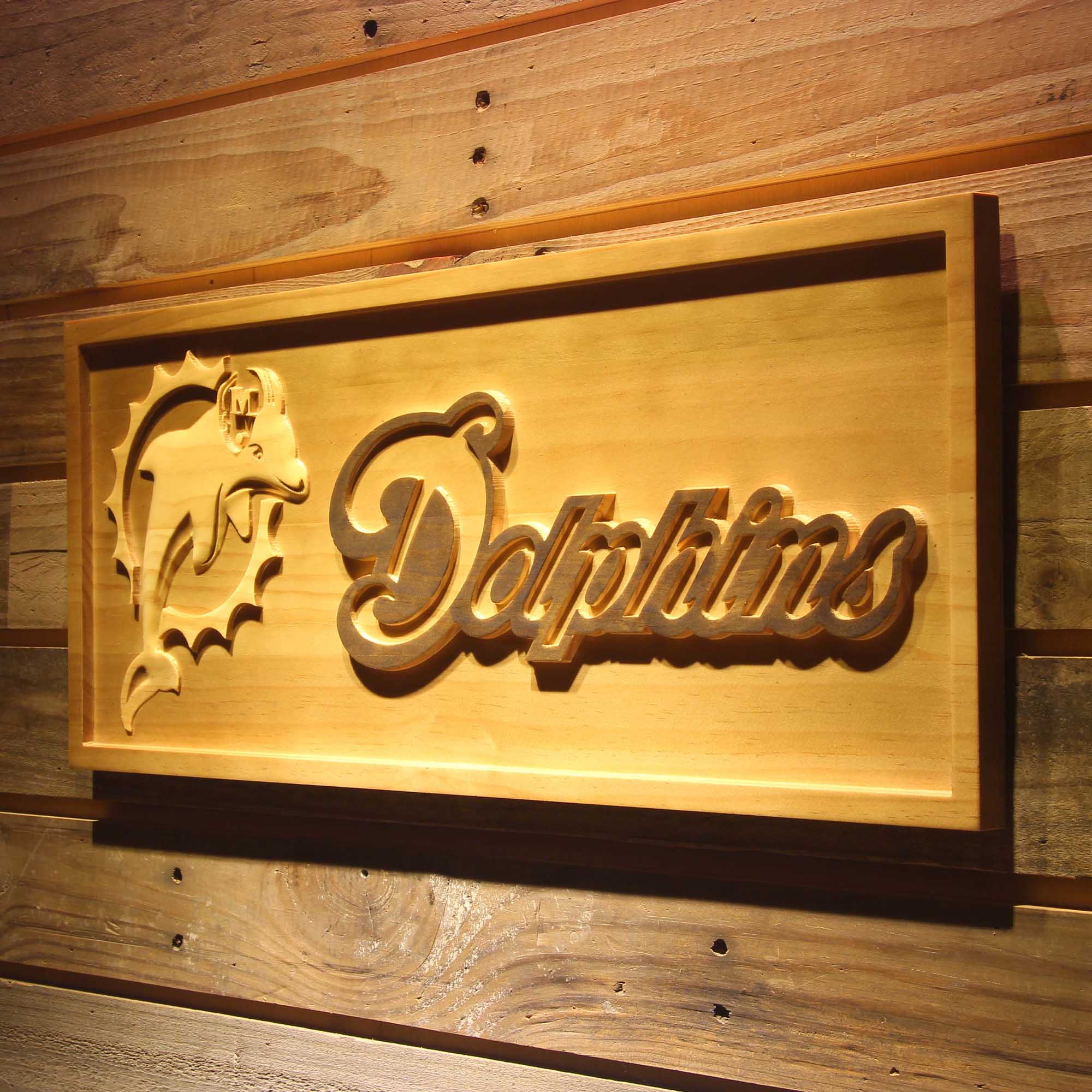 Miami Dolphins 3D Wooden Engrave Sign