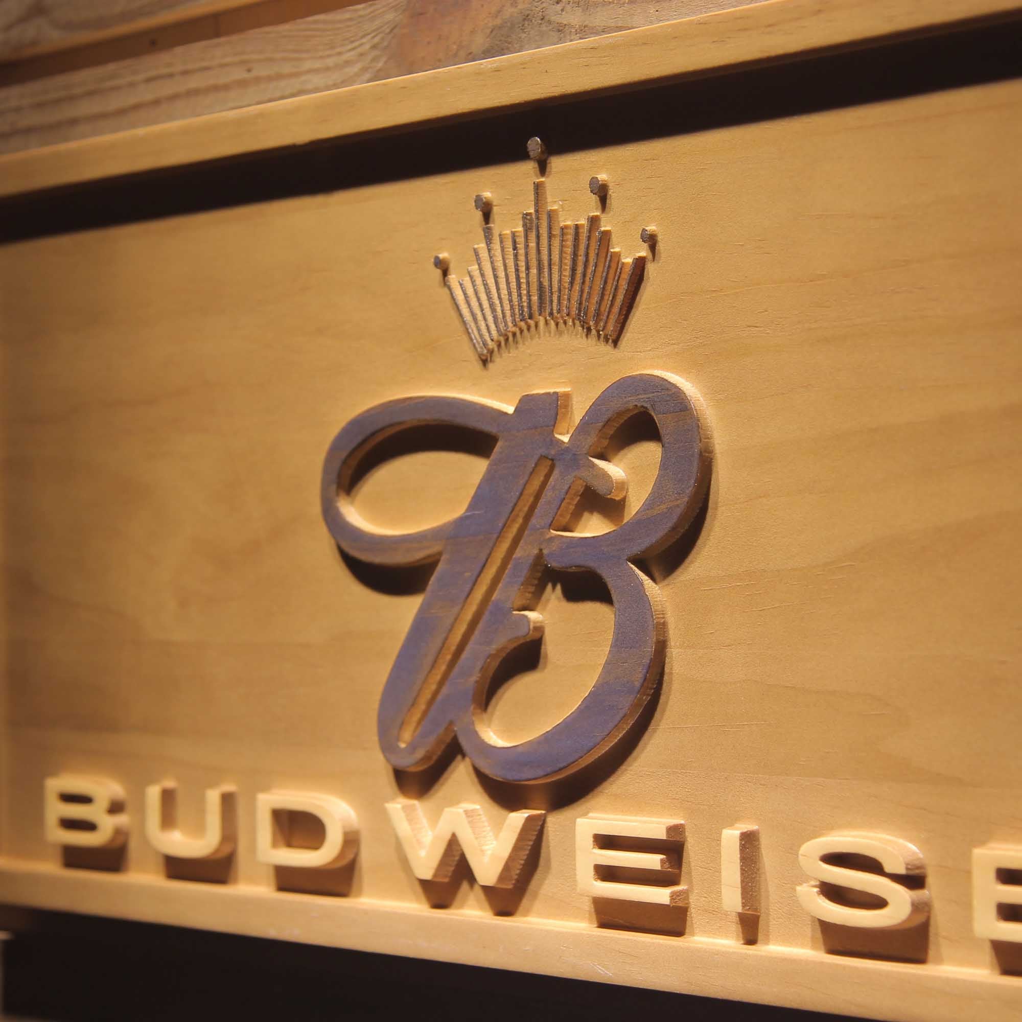 Budweiser Crown 3D Wooden Engrave Sign