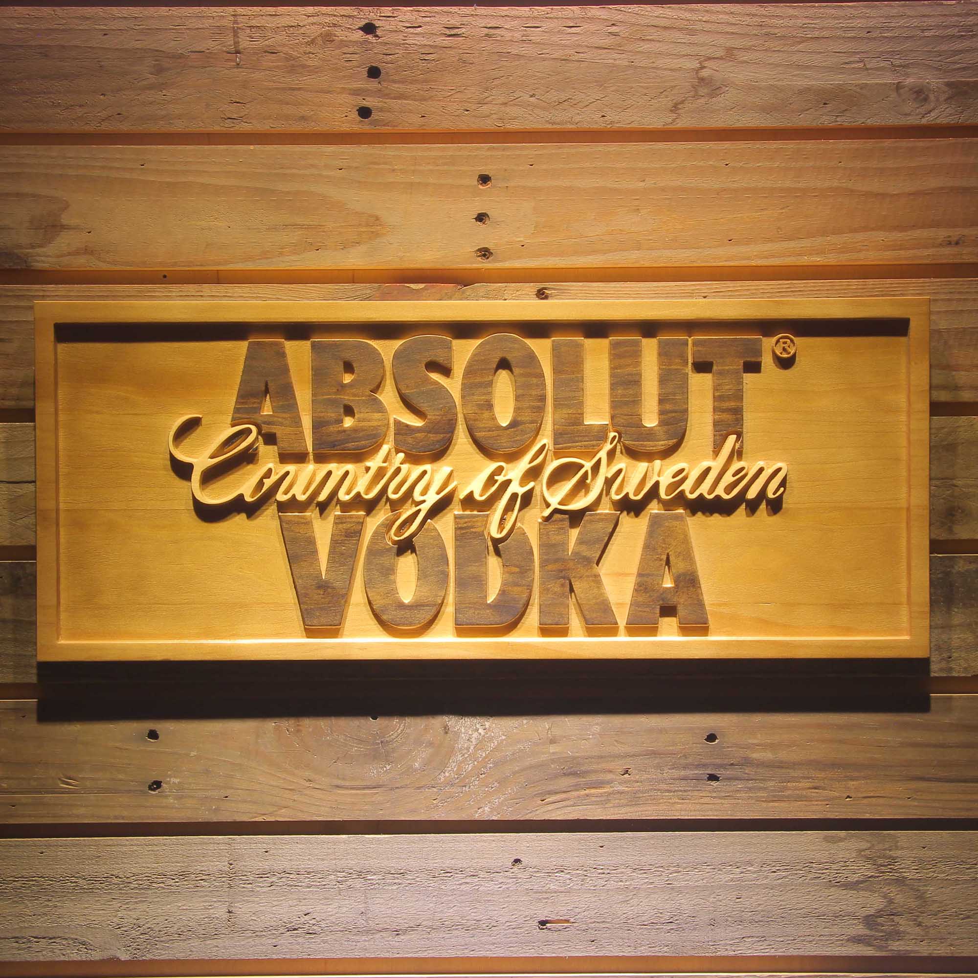 Absolut Vodka 3D Wooden Engrave Sign