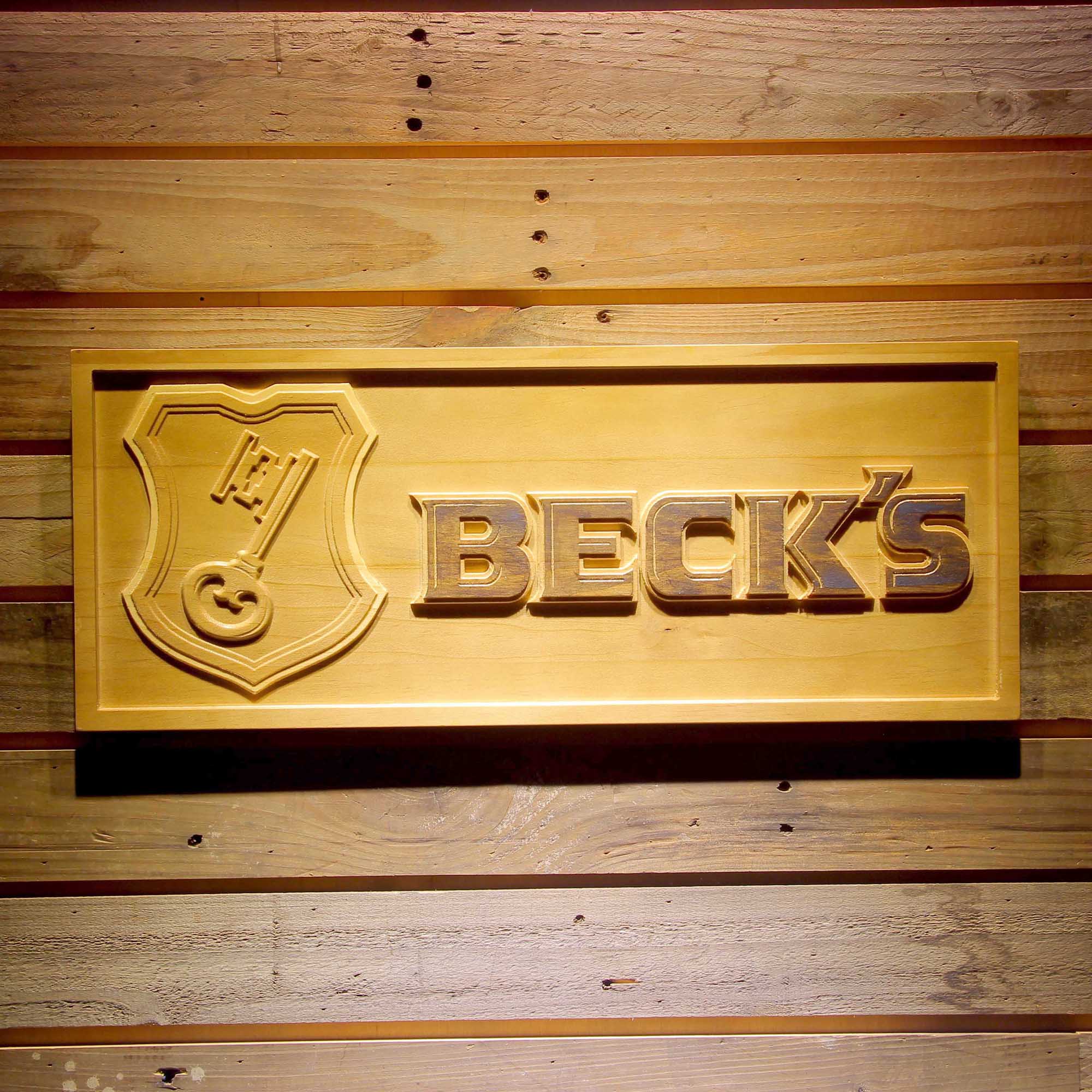 Beck's Beer 3D Wooden Engrave Sign