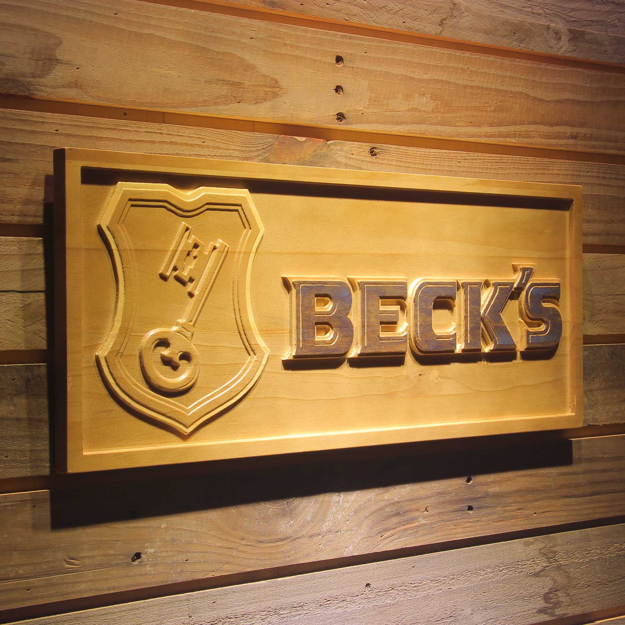 Beck's Beer 3D Wooden Engrave Sign