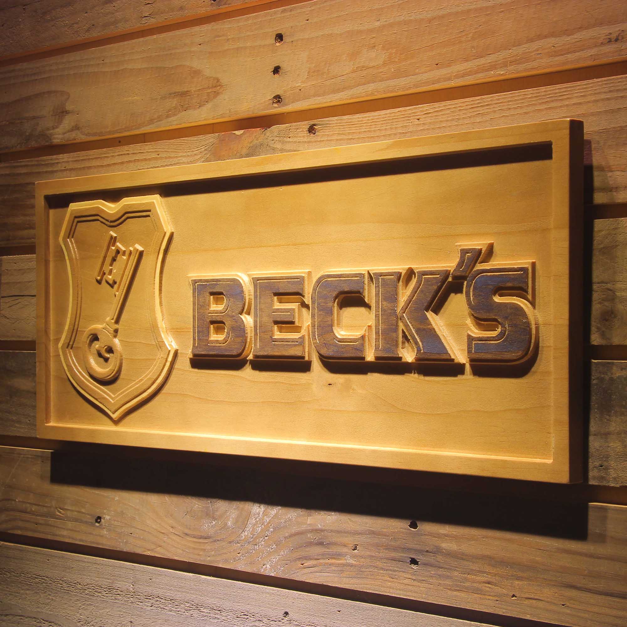 Beck's Beer 3D Wooden Engrave Sign