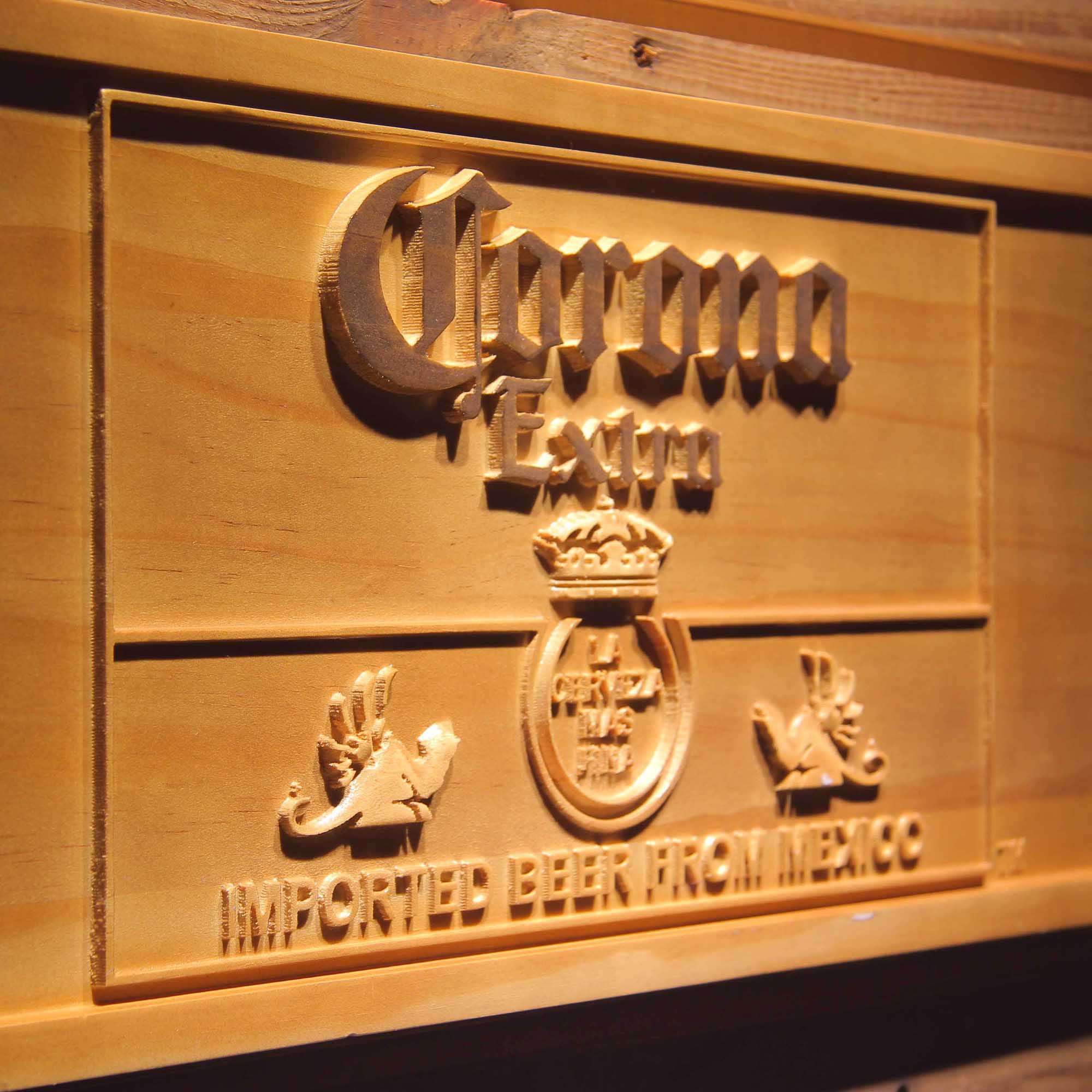 Corona Beer Mexico 3D Wooden Engrave Sign