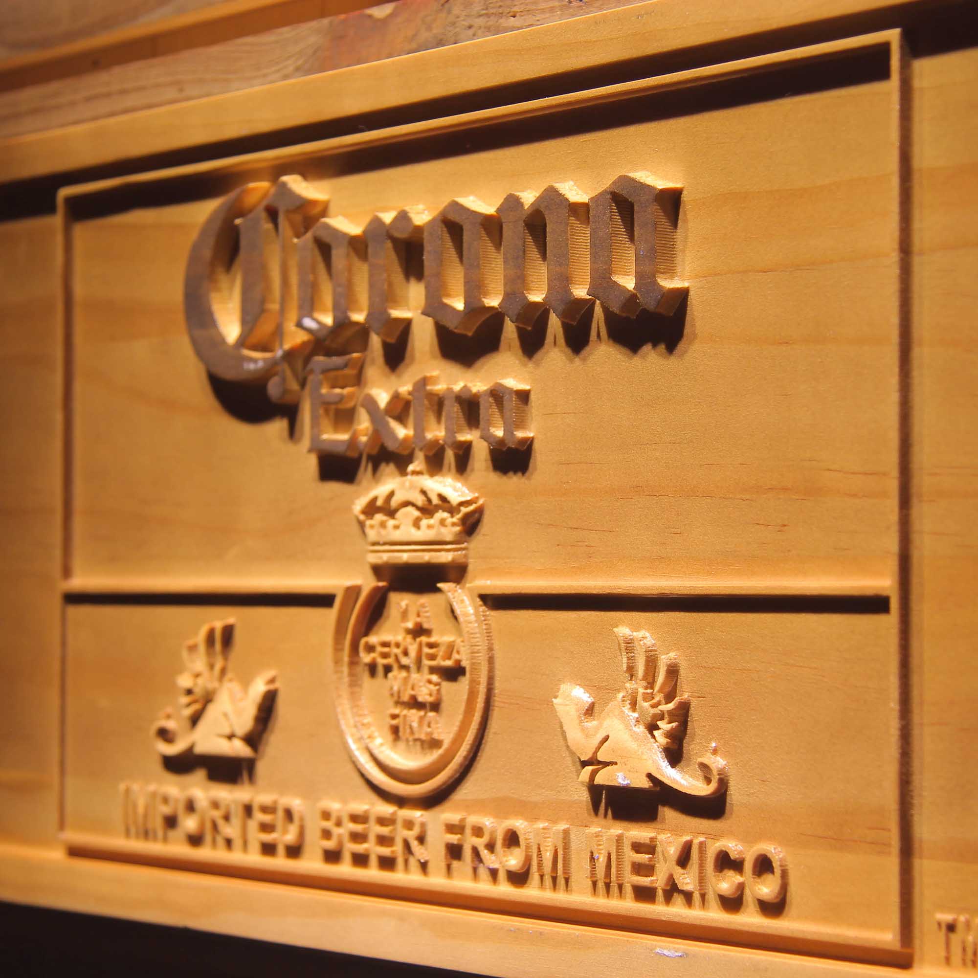 Corona Beer Mexico 3D Wooden Engrave Sign