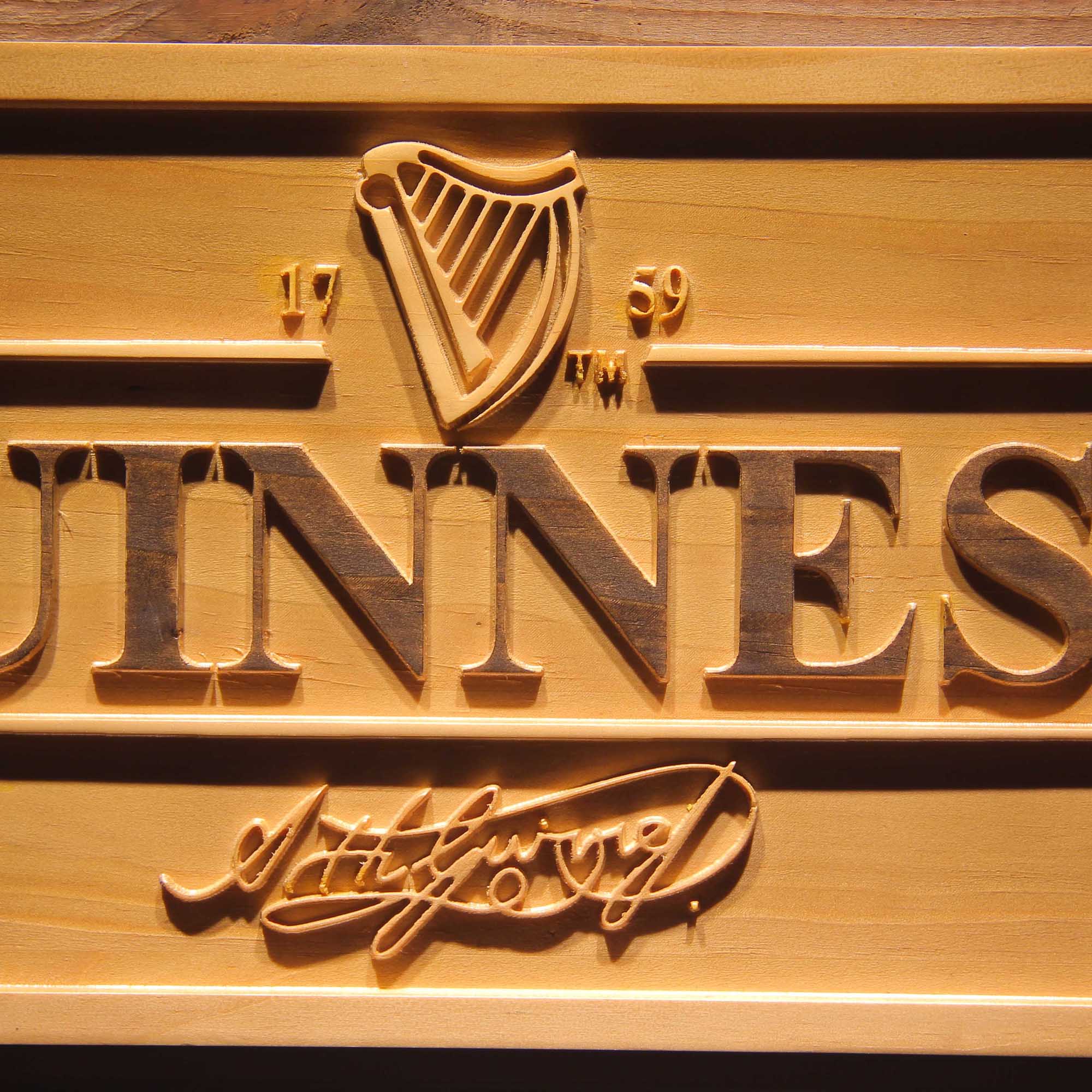 Guinness Ale 3D Wooden Engrave Sign