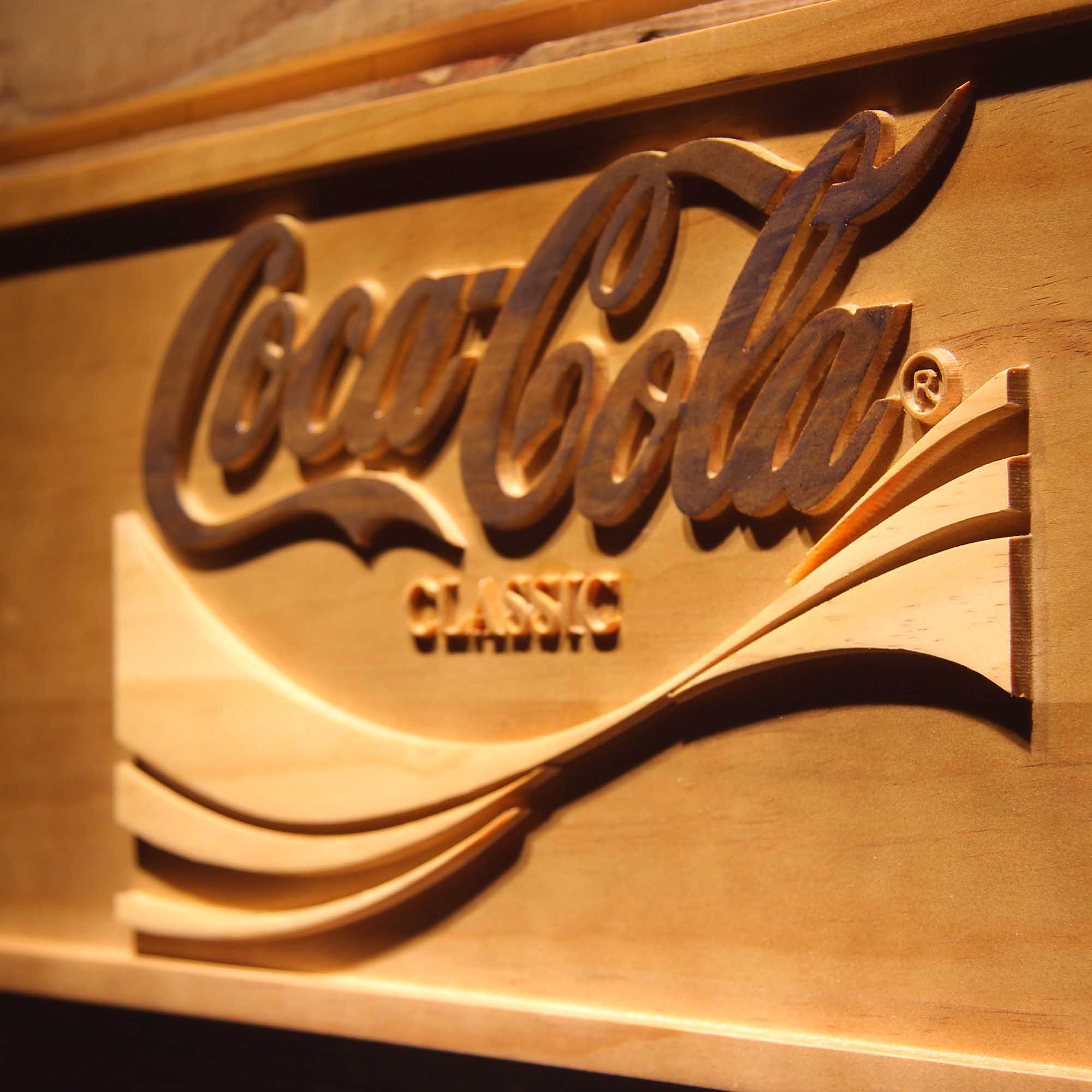 Coca Cola Classic 3D Wooden Engrave Sign