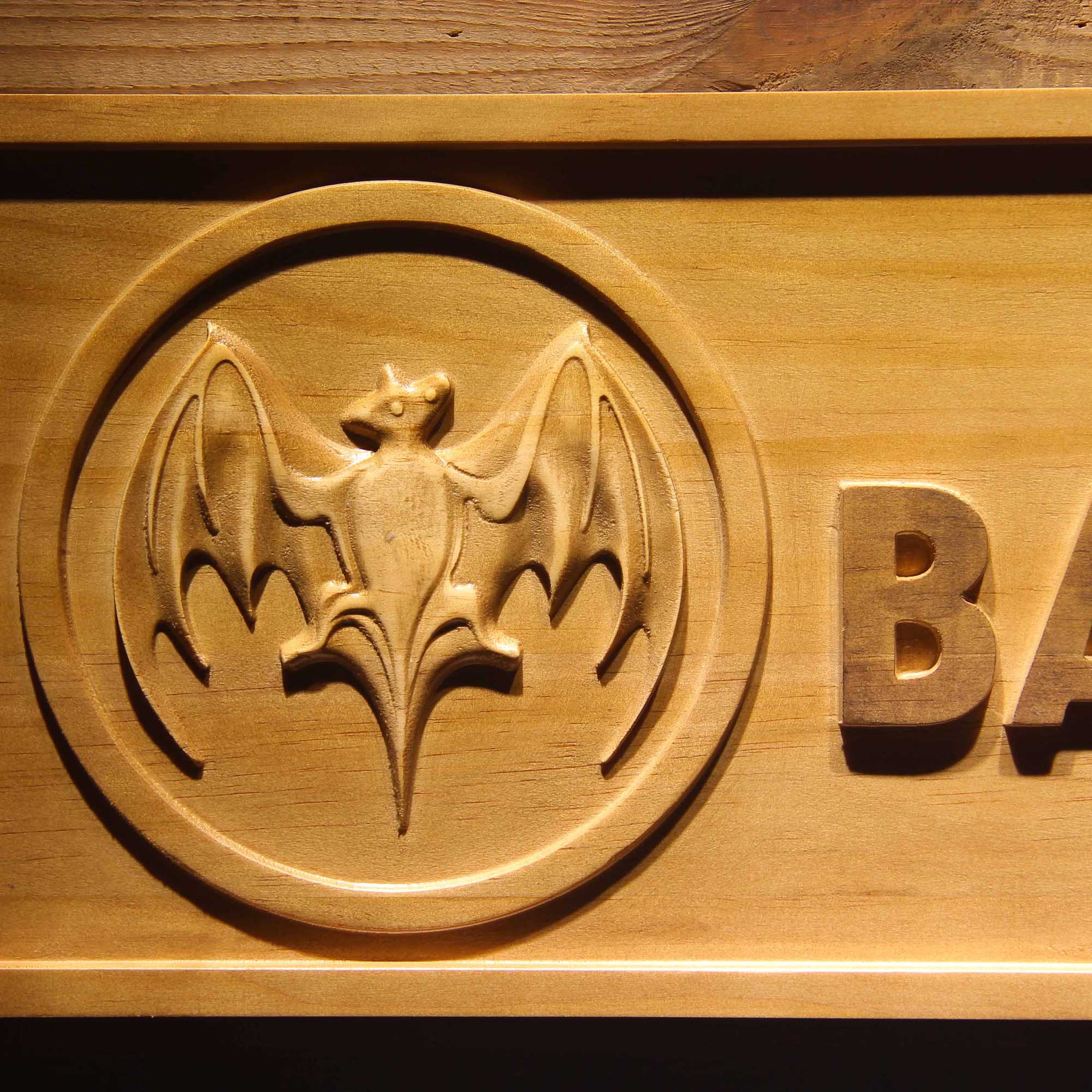 Bacardi Rum Wine 3D Wooden Engrave Sign