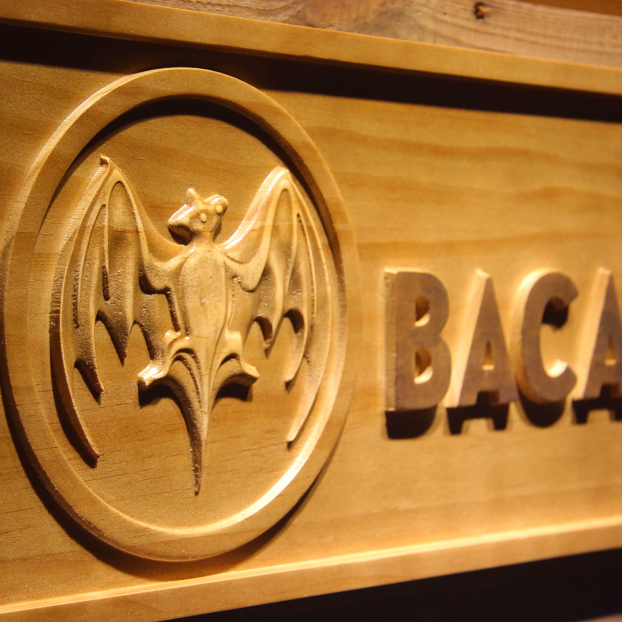 Bacardi Rum Wine 3D Wooden Engrave Sign