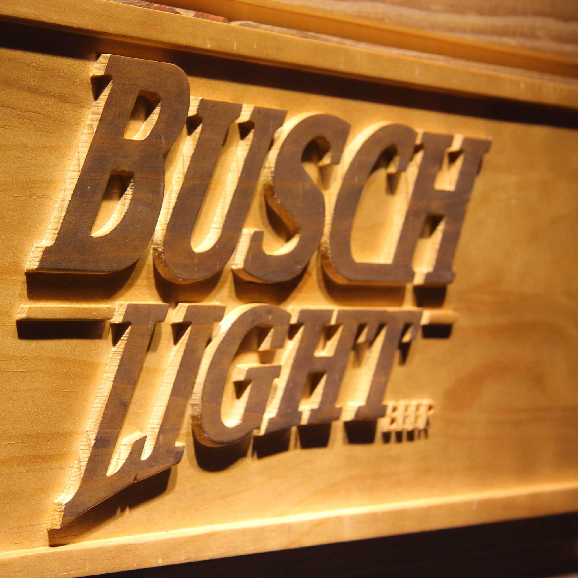 Busch Lite Beer Vintage Club Bar 3D Wooden Engrave Sign