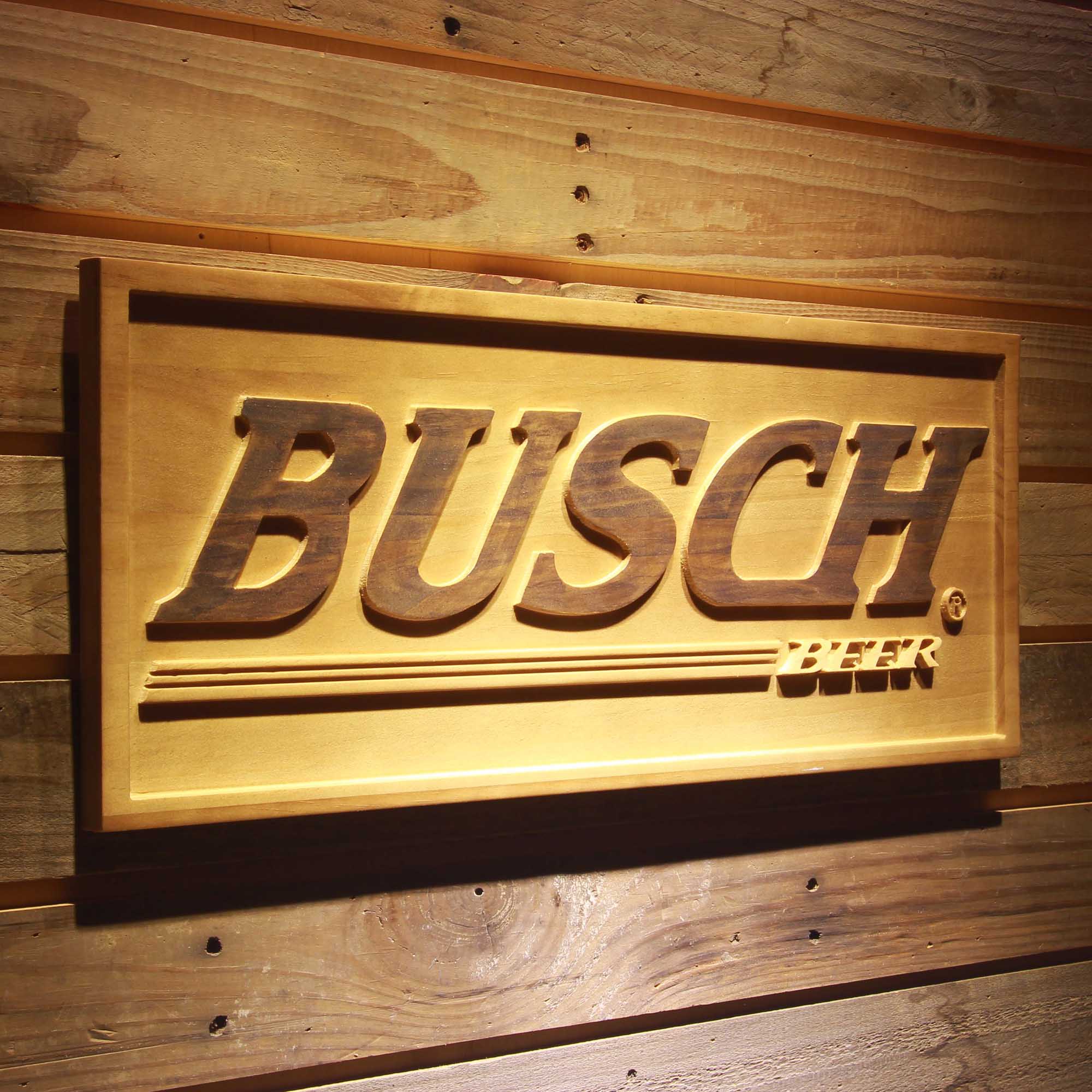 Busch Beer 3D Wooden Engrave Sign