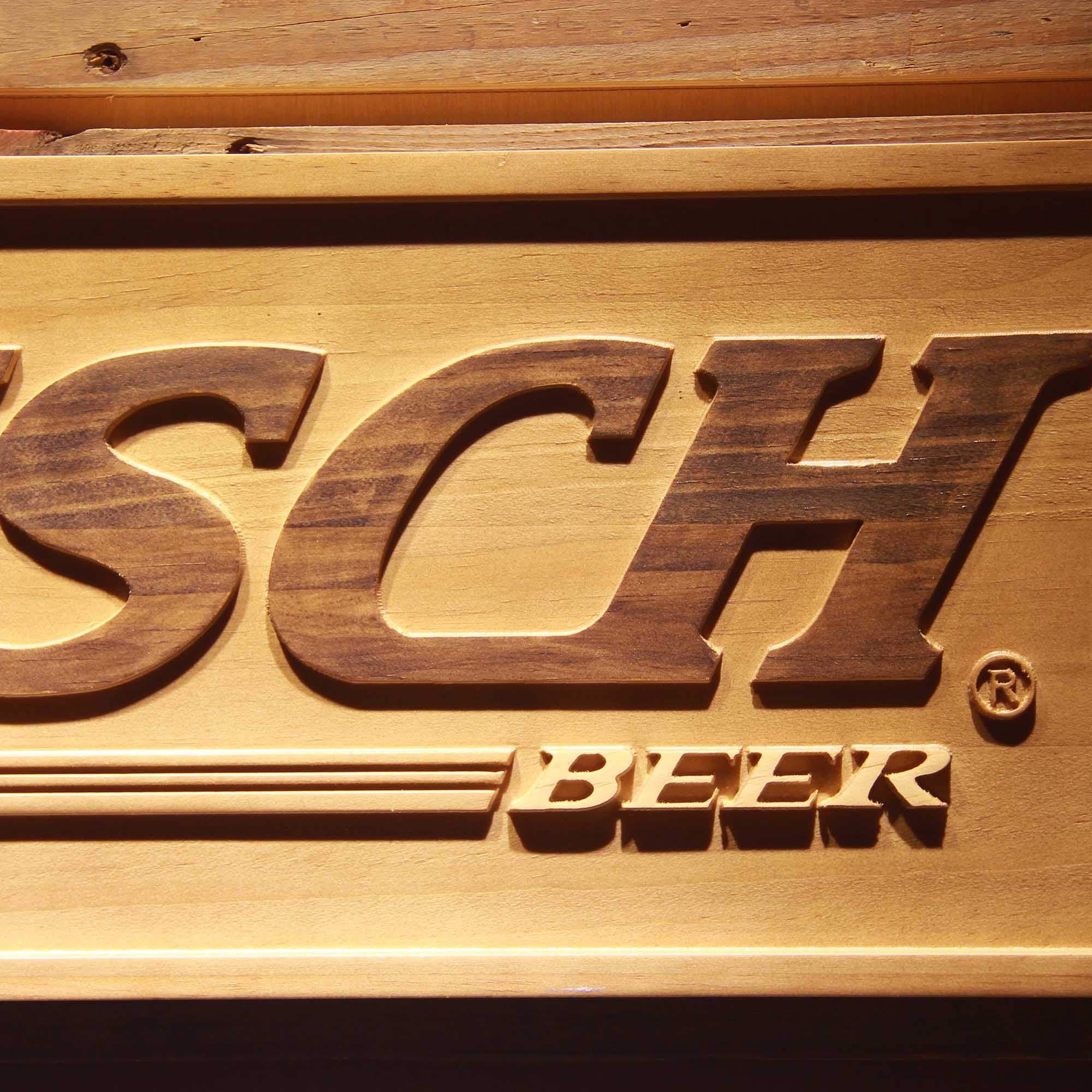 Busch Beer 3D Wooden Engrave Sign