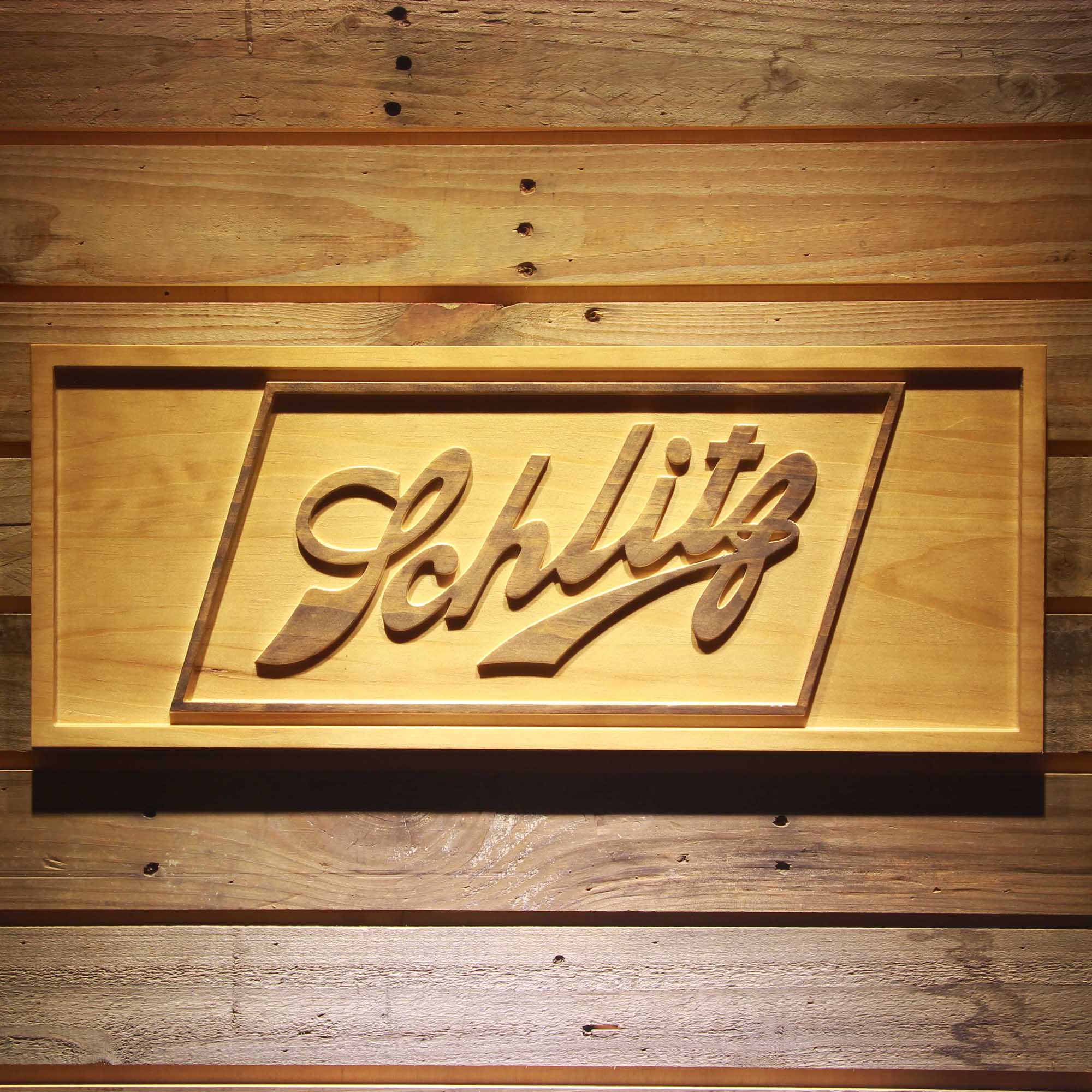 Joseph Schlitz Beer 3D Wooden Engrave Sign