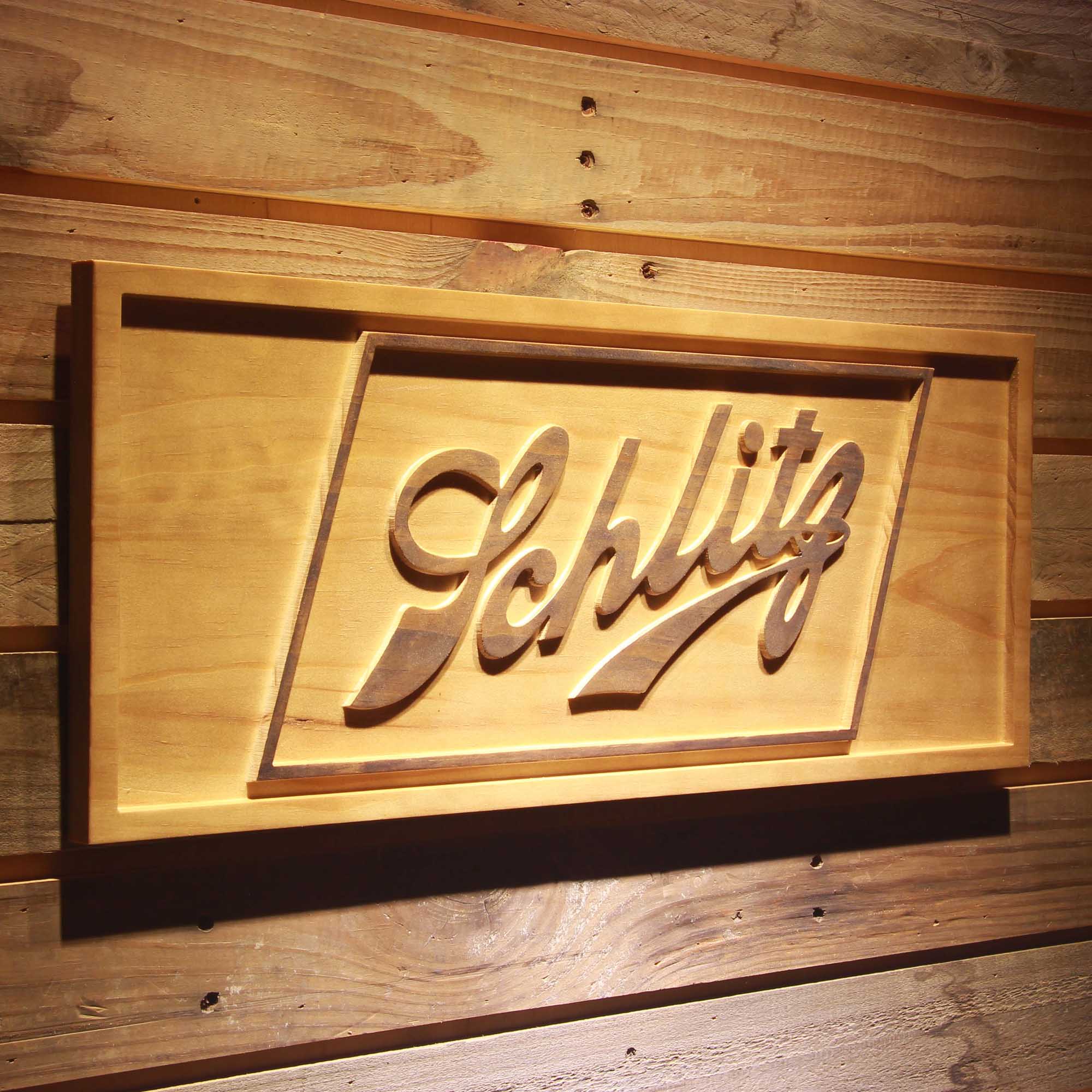 Joseph Schlitz Beer 3D Wooden Engrave Sign