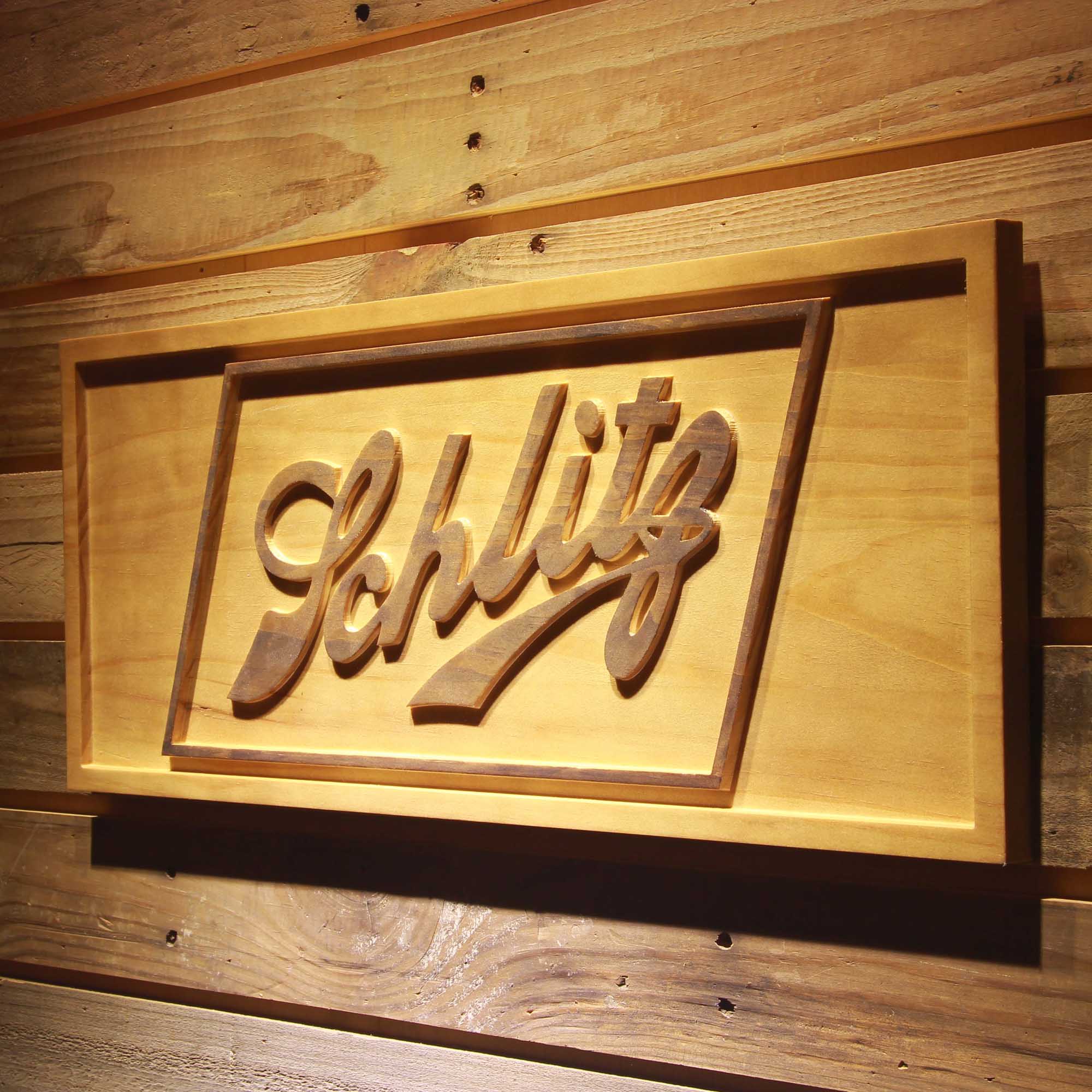 Joseph Schlitz Beer 3D Wooden Engrave Sign