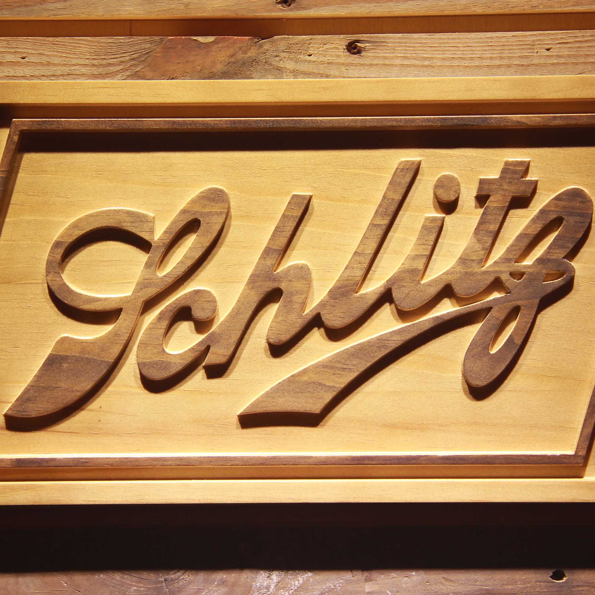 Joseph Schlitz Beer 3D Wooden Engrave Sign