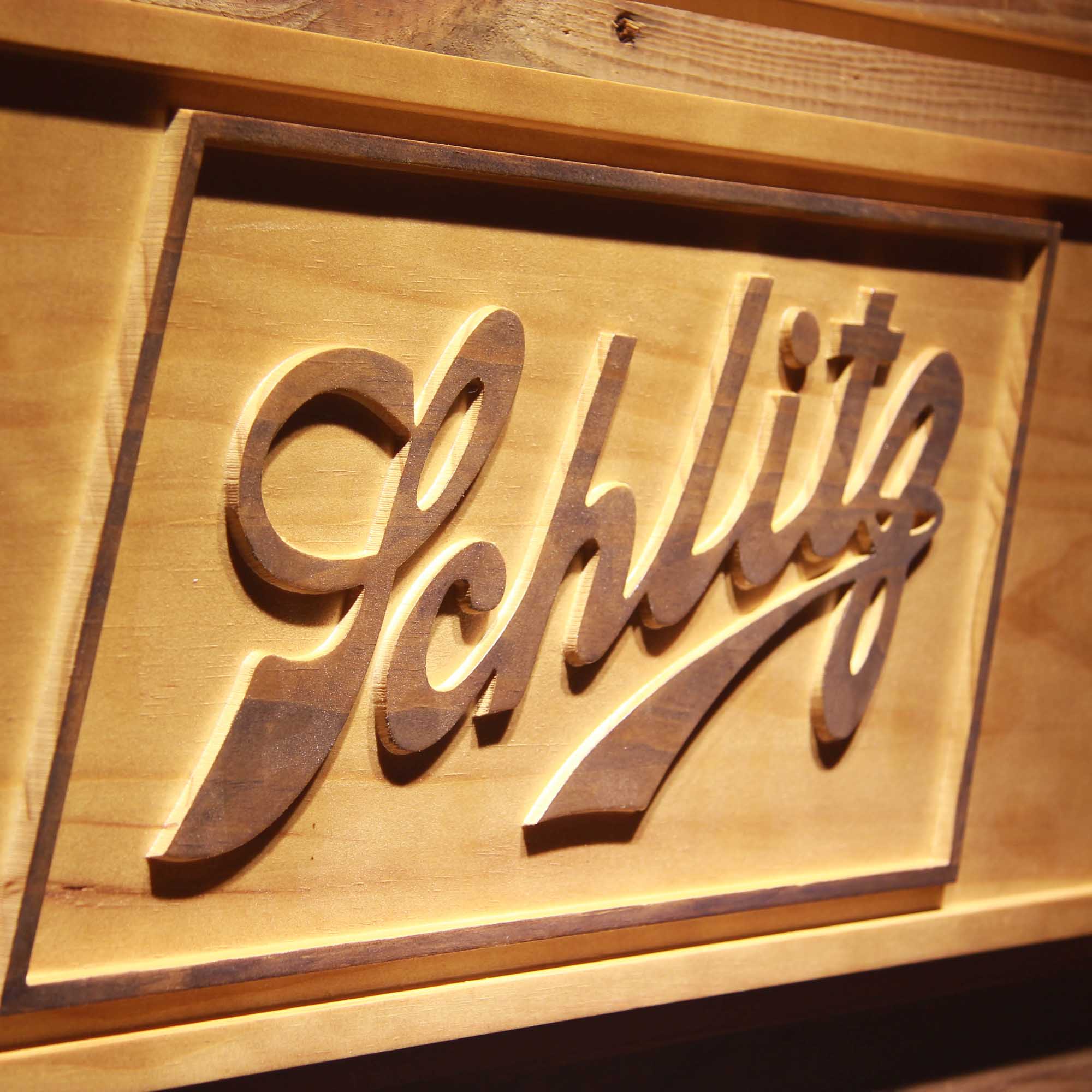 Joseph Schlitz Beer 3D Wooden Engrave Sign