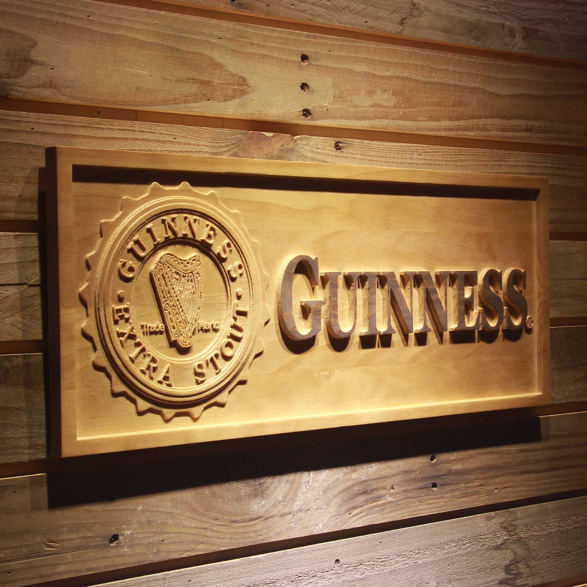 Guinness Extra Stout 3D Wooden Engrave Sign