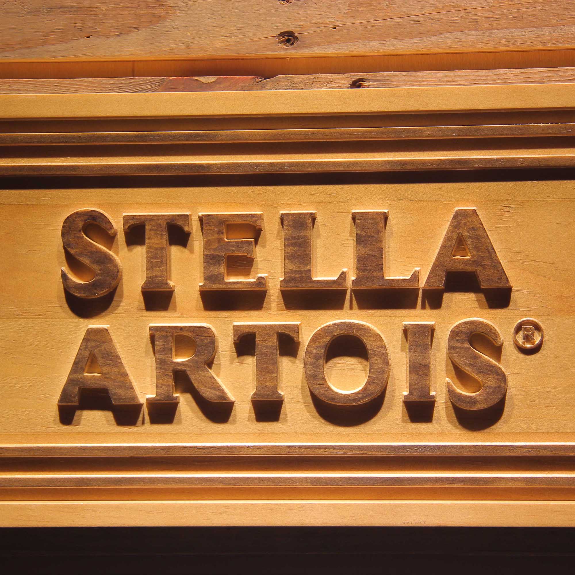 Stella Artois Beer Bar 3D Wooden Engrave Sign