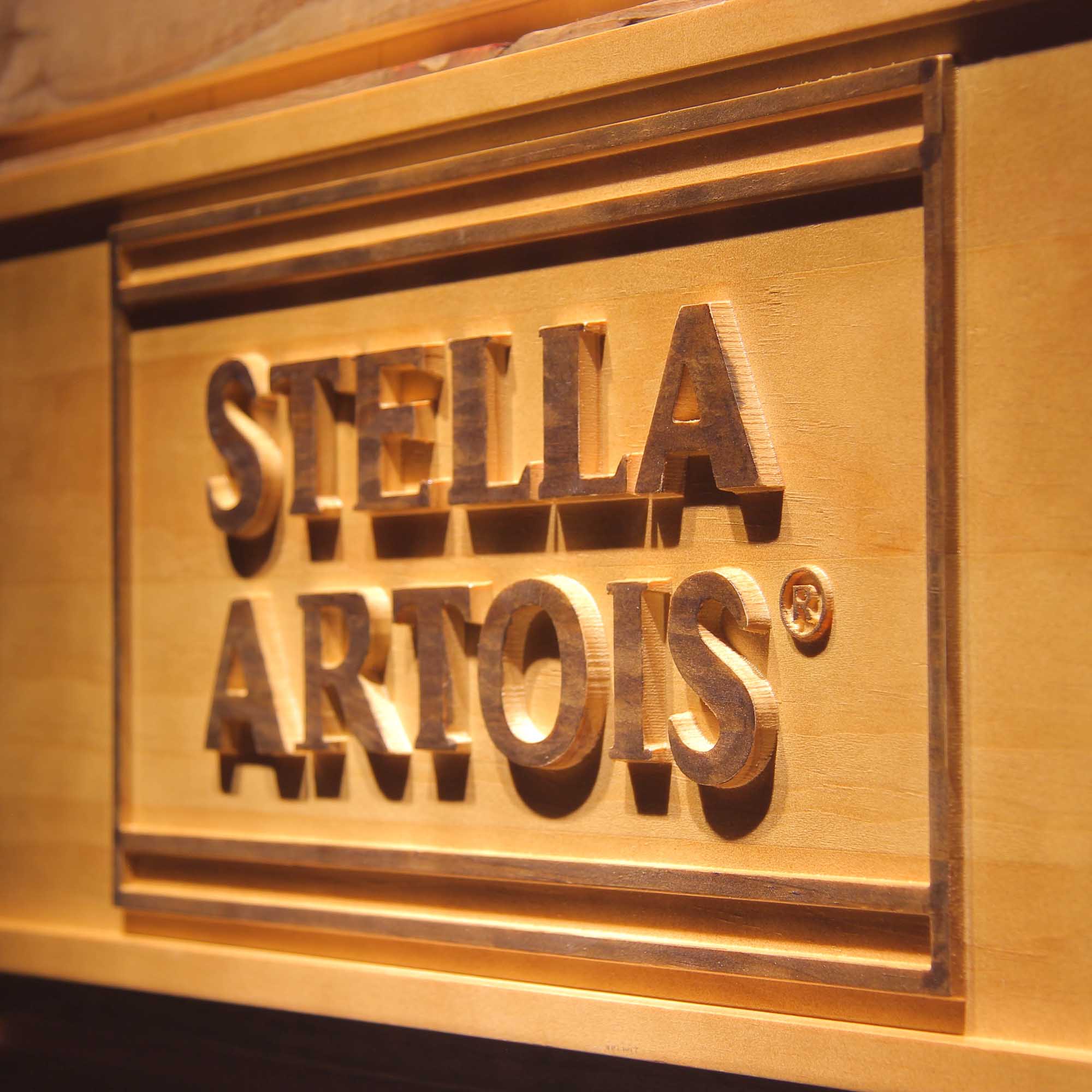 Stella Artois Beer Bar 3D Wooden Engrave Sign