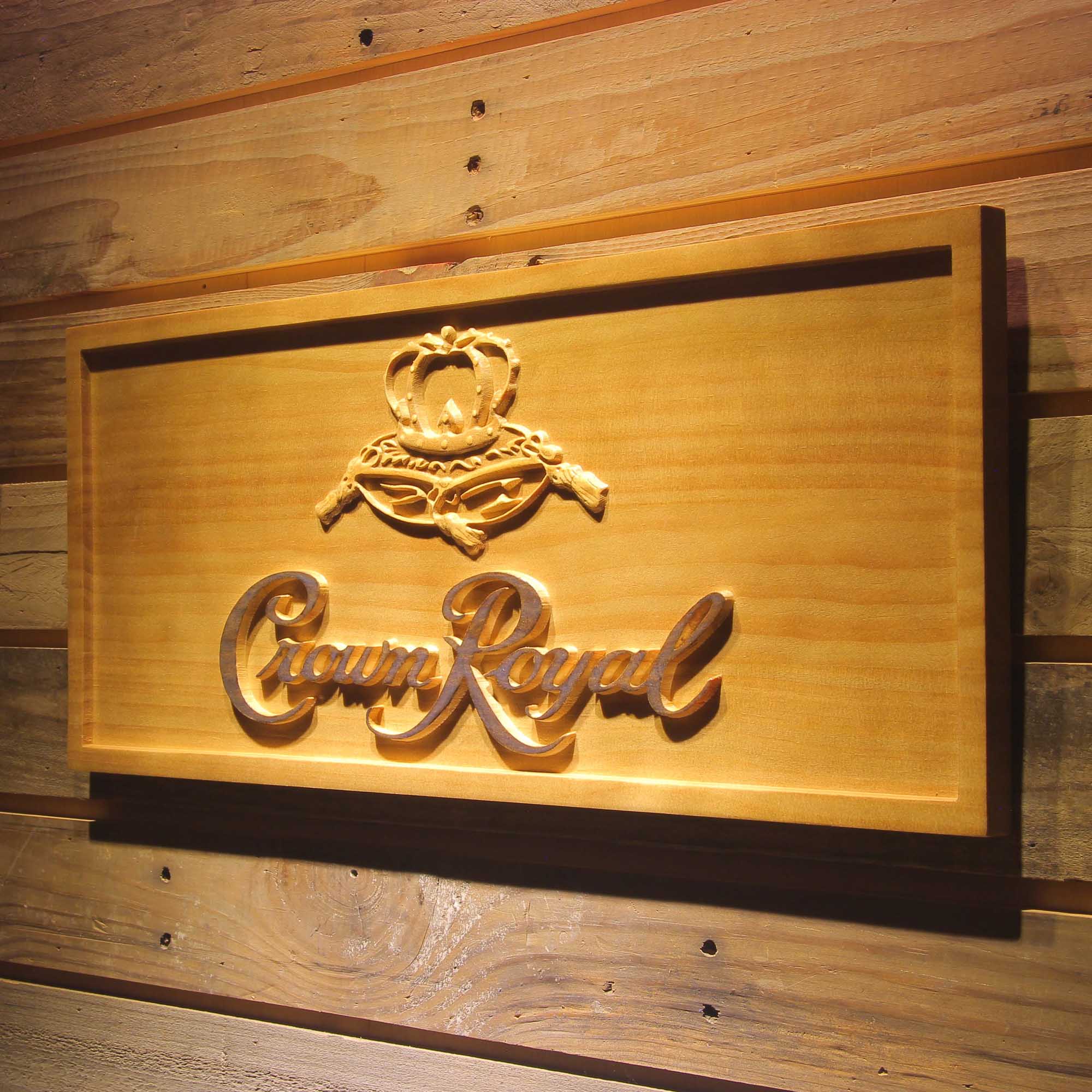 Crown Royal Beer 3D Wooden Engrave Sign