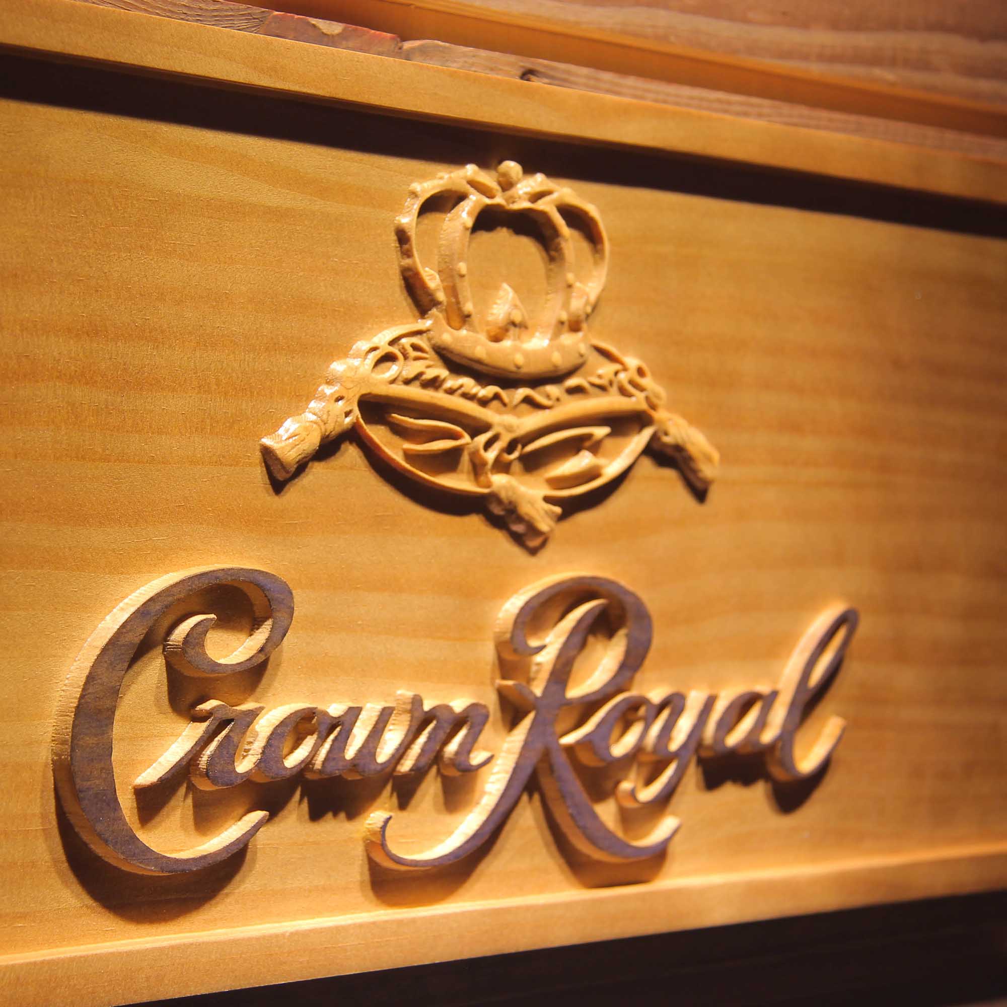 Crown Royal Beer 3D Wooden Engrave Sign