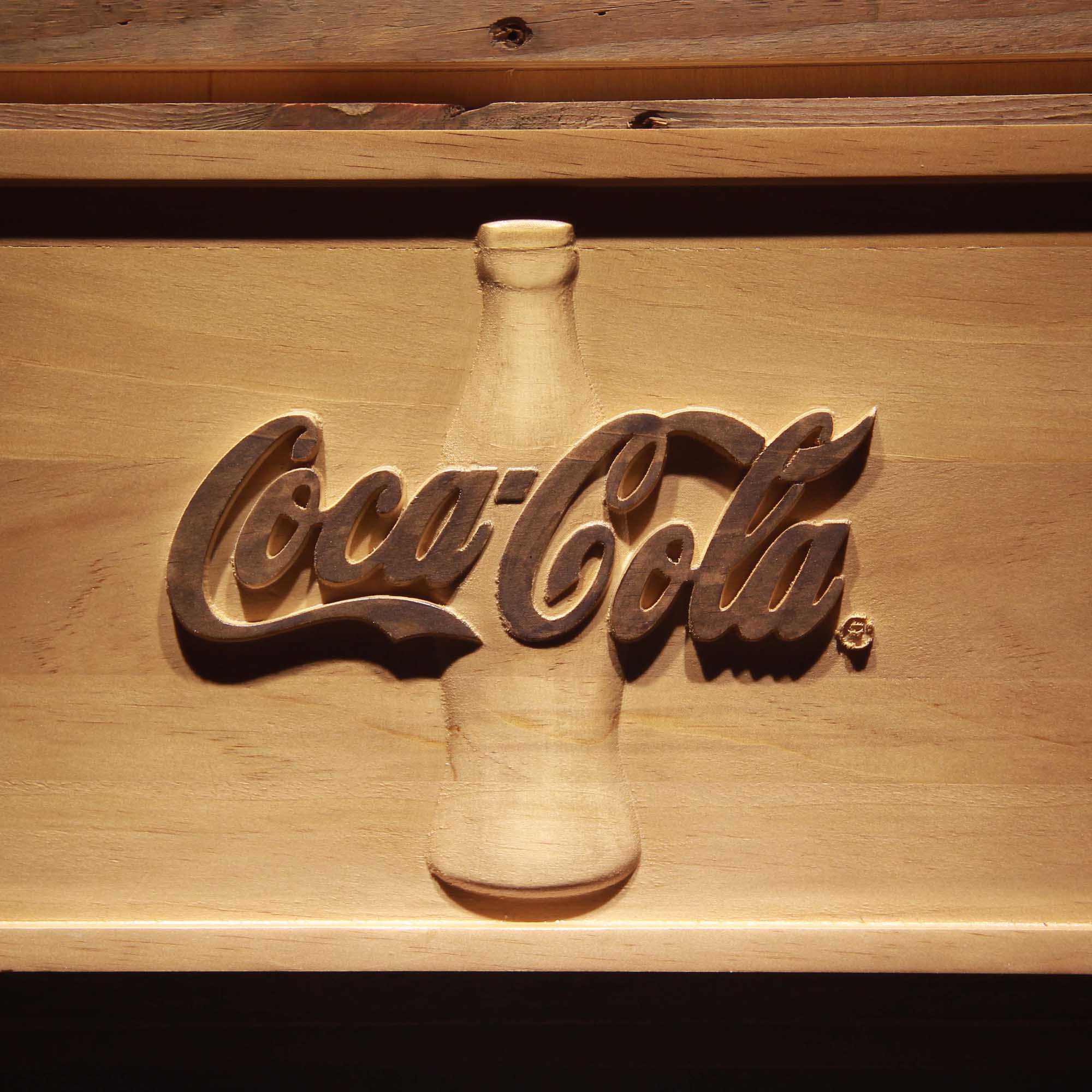 Coca-Cola Bottle 3D Wooden Engrave Sign