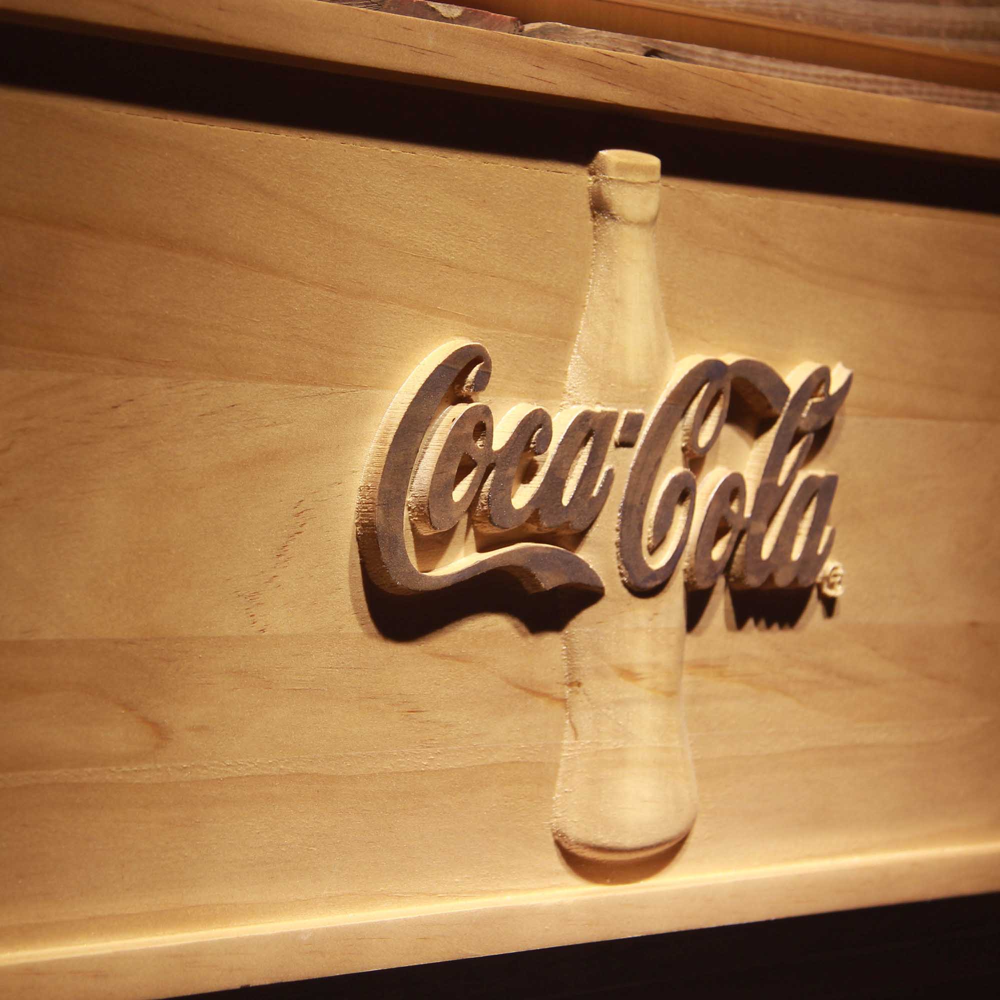 Coca-Cola Bottle 3D Wooden Engrave Sign